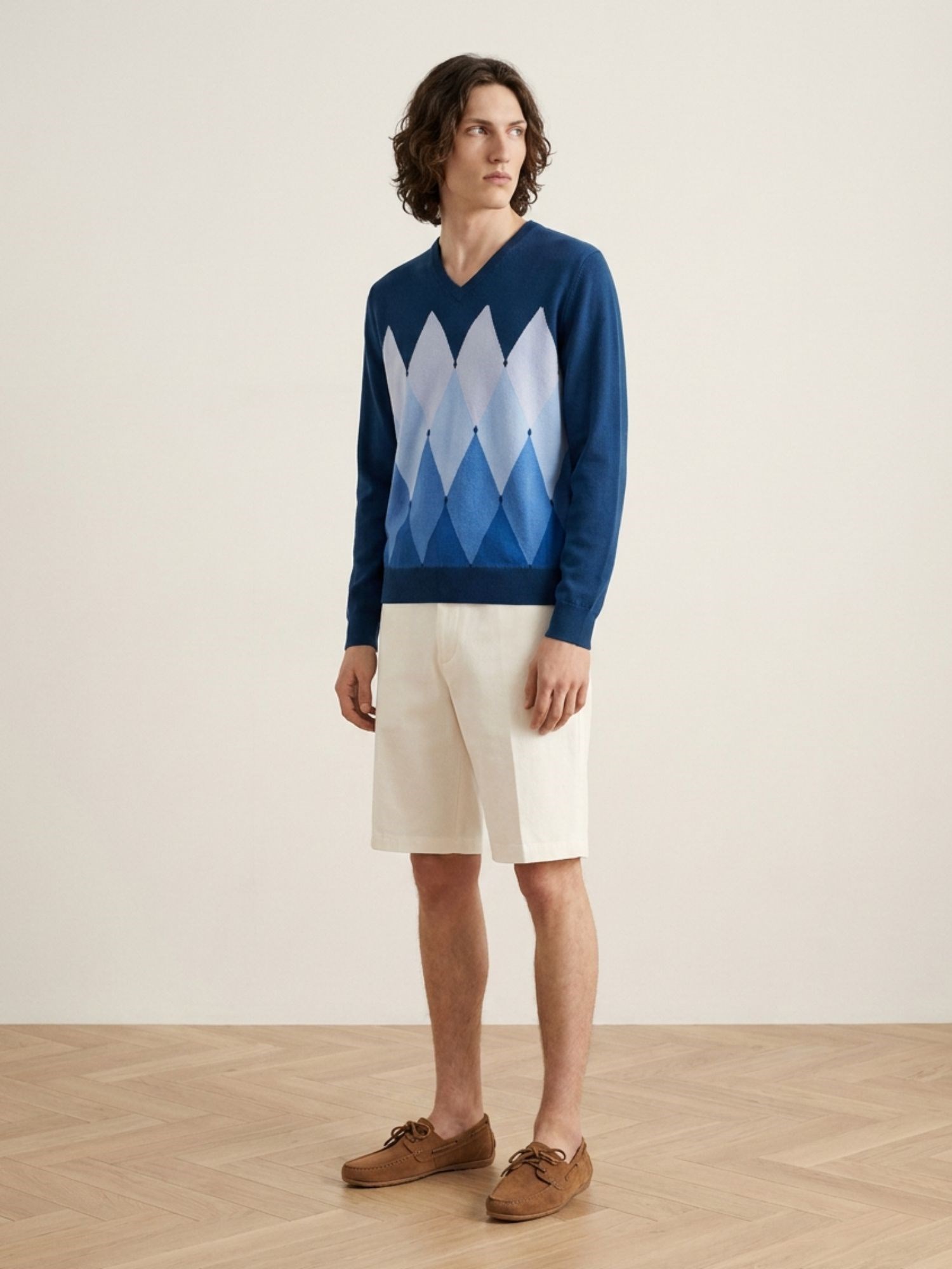 Ballantyne CLASSIC DIAMOND V NECK IN COTTON & CASHMERE - COD. B2P001 14CA8 93511
