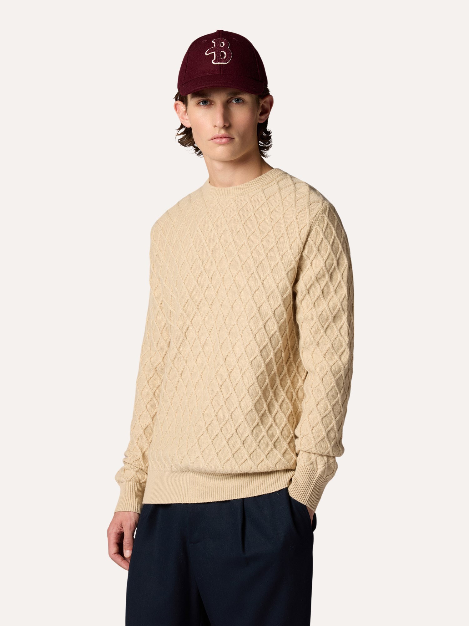 ballantyne CASHMERE CROSS STITCH CREW NECK JUMPER available on