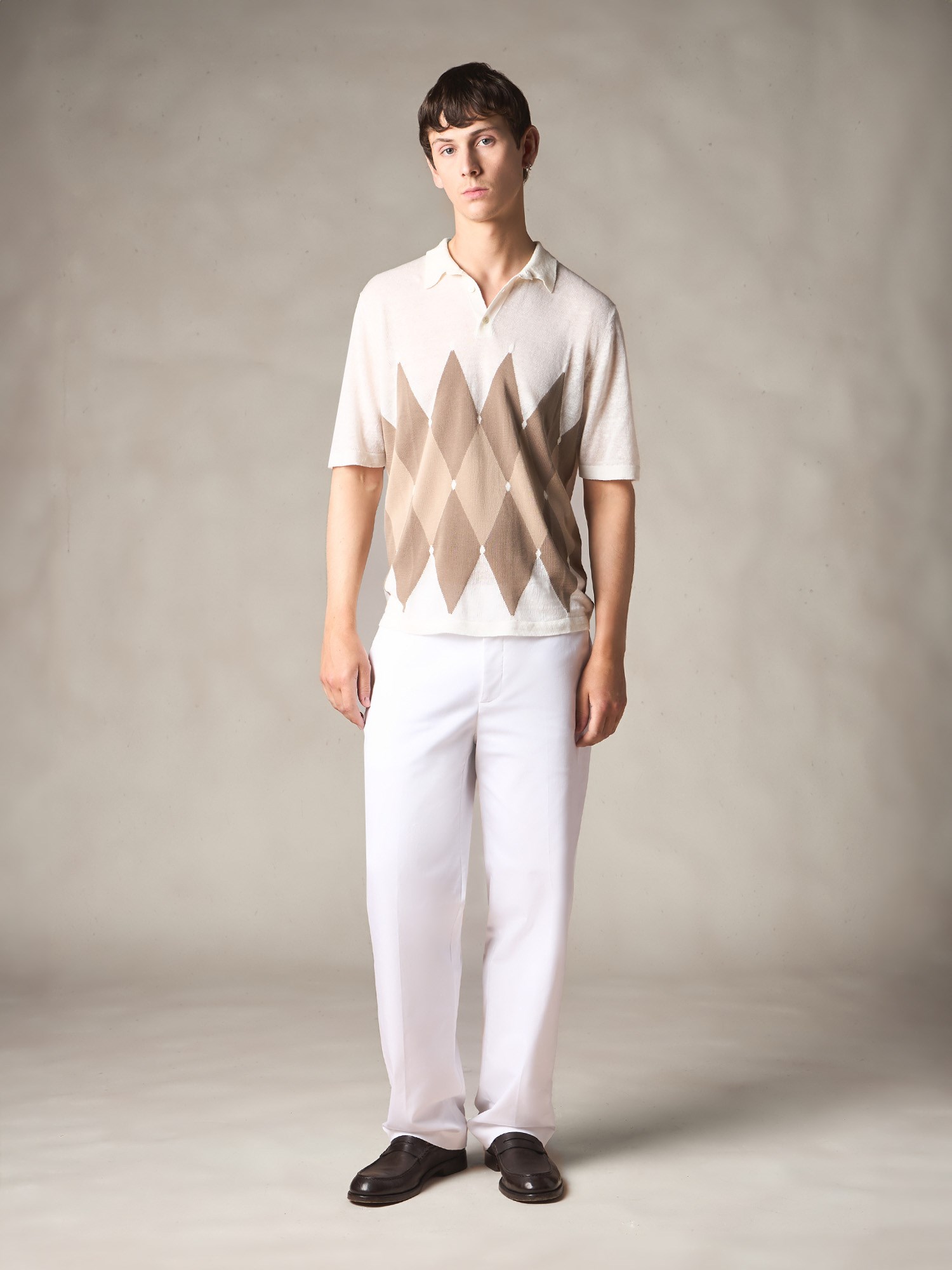 Ballantyne LINEN AND COTTON POLO WITH DIAMOND PATTERN - COD. B2W026 14L20 98231