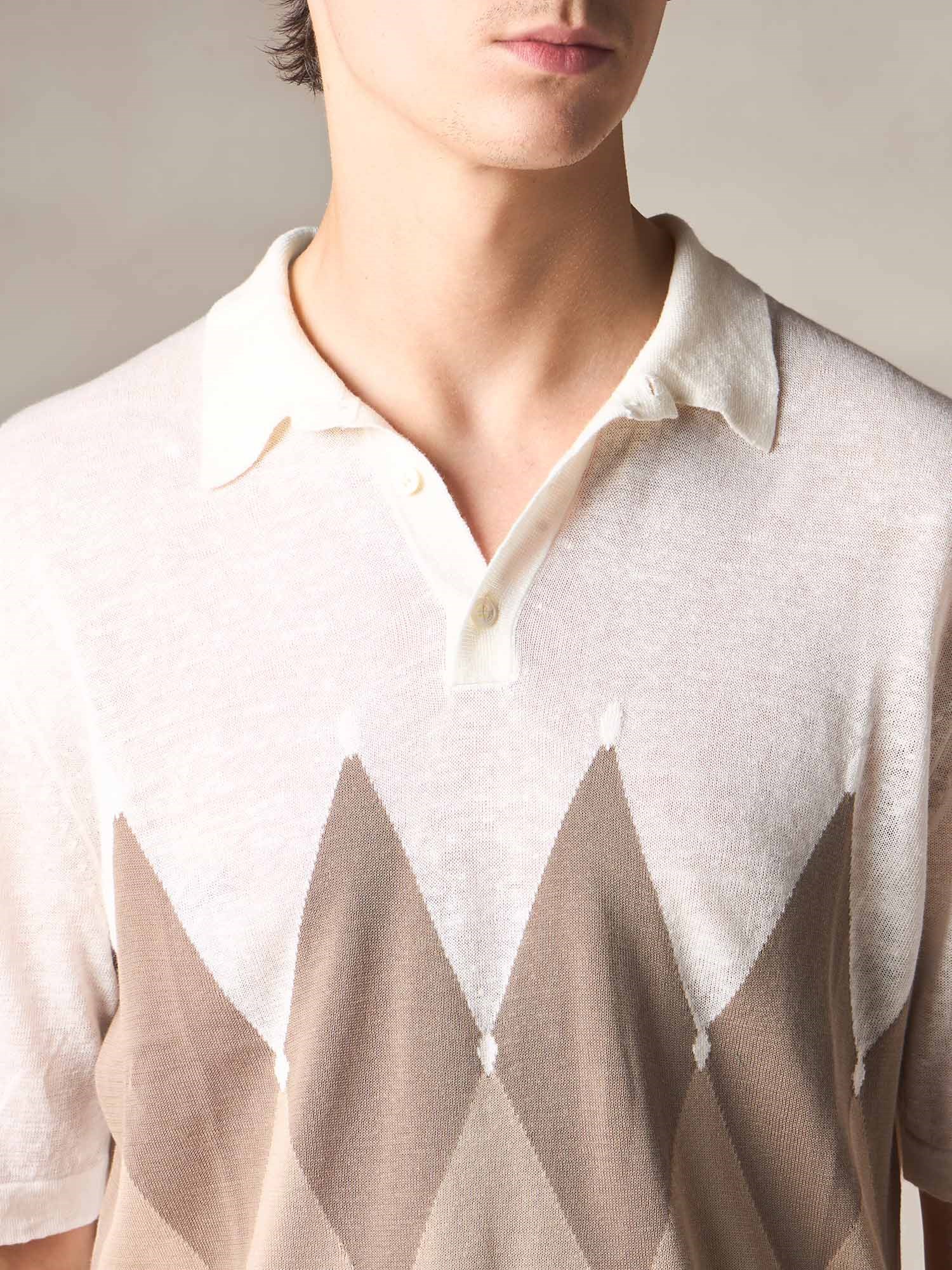 Ballantyne LINEN AND COTTON POLO WITH DIAMOND PATTERN - COD. B2W026 14L20 98231