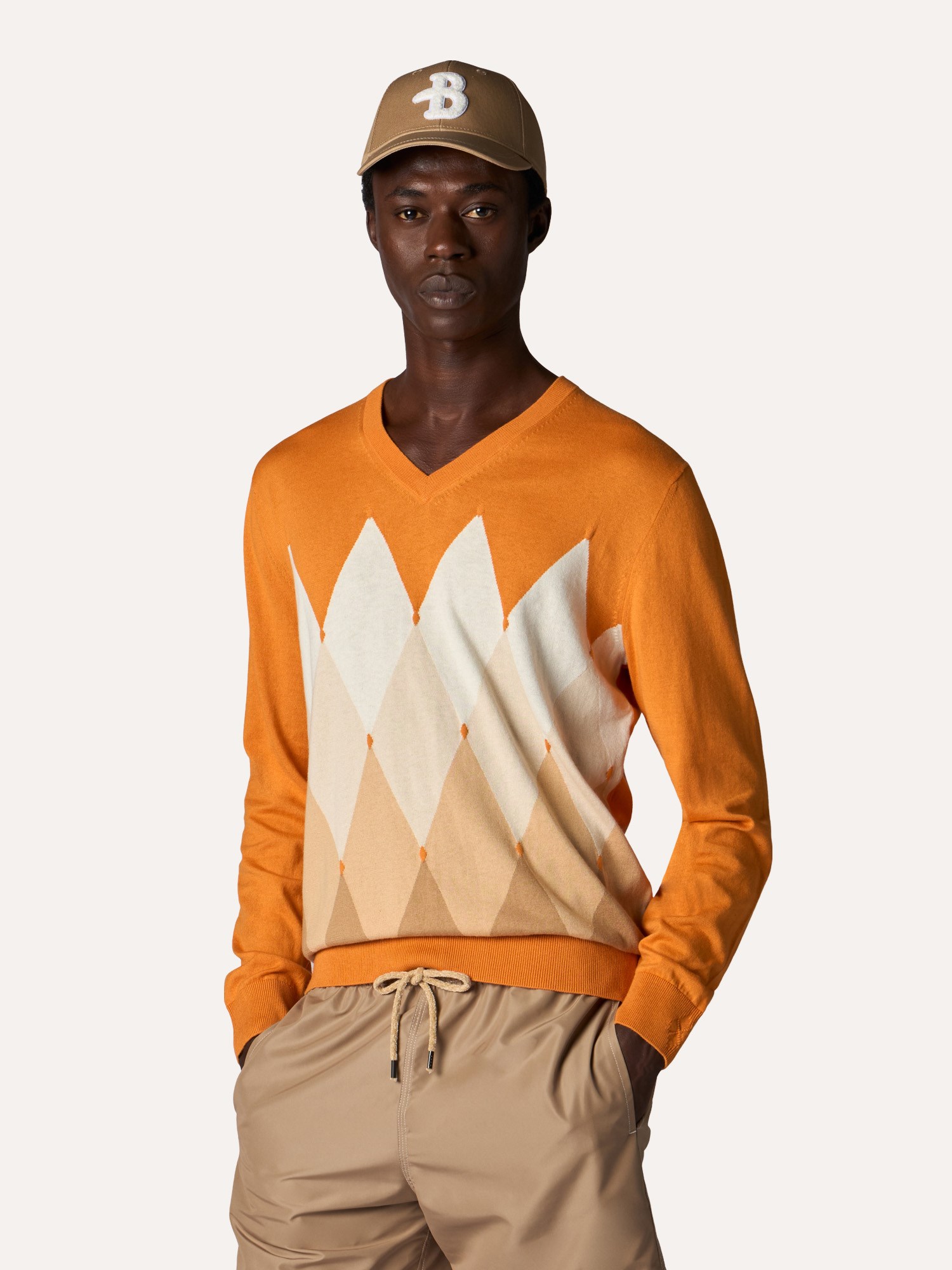 Ballantyne COTTON AND CASHMERE V-NECK DIAMOND JUMPER - COD. B2P001 14CA8 91525