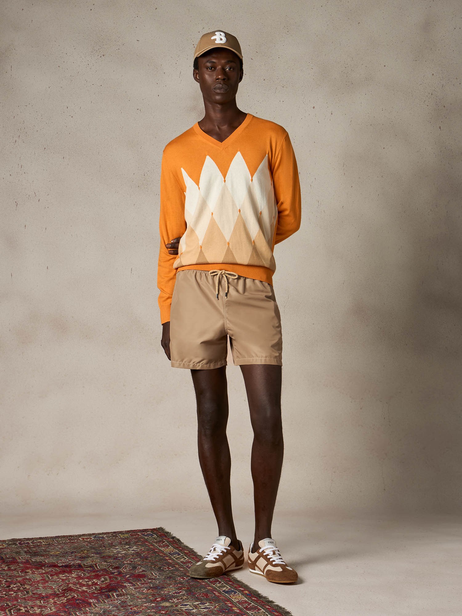 Ballantyne COTTON AND CASHMERE V-NECK DIAMOND JUMPER - COD. B2P001 14CA8 91525