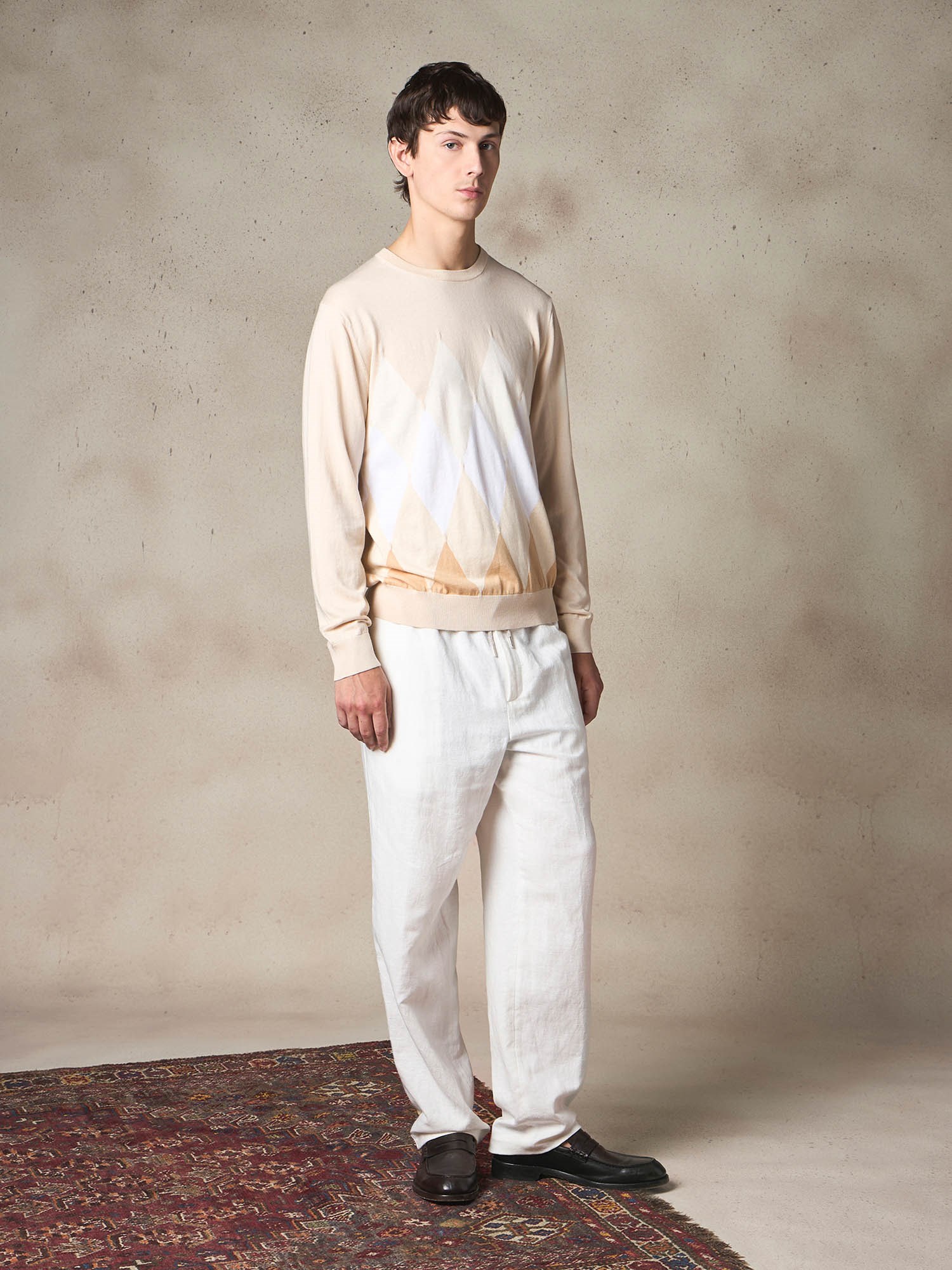 Ballantyne R NECK JUMPER WITH DIAMOND PATTERN - COD. B2P000 14CA8 94144