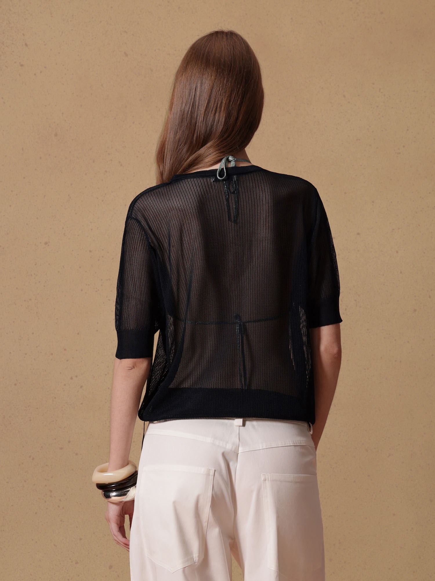 Ballantyne MESH T-SHIRT WITH TIE-NECK - COD. B1W164 14V65 13507