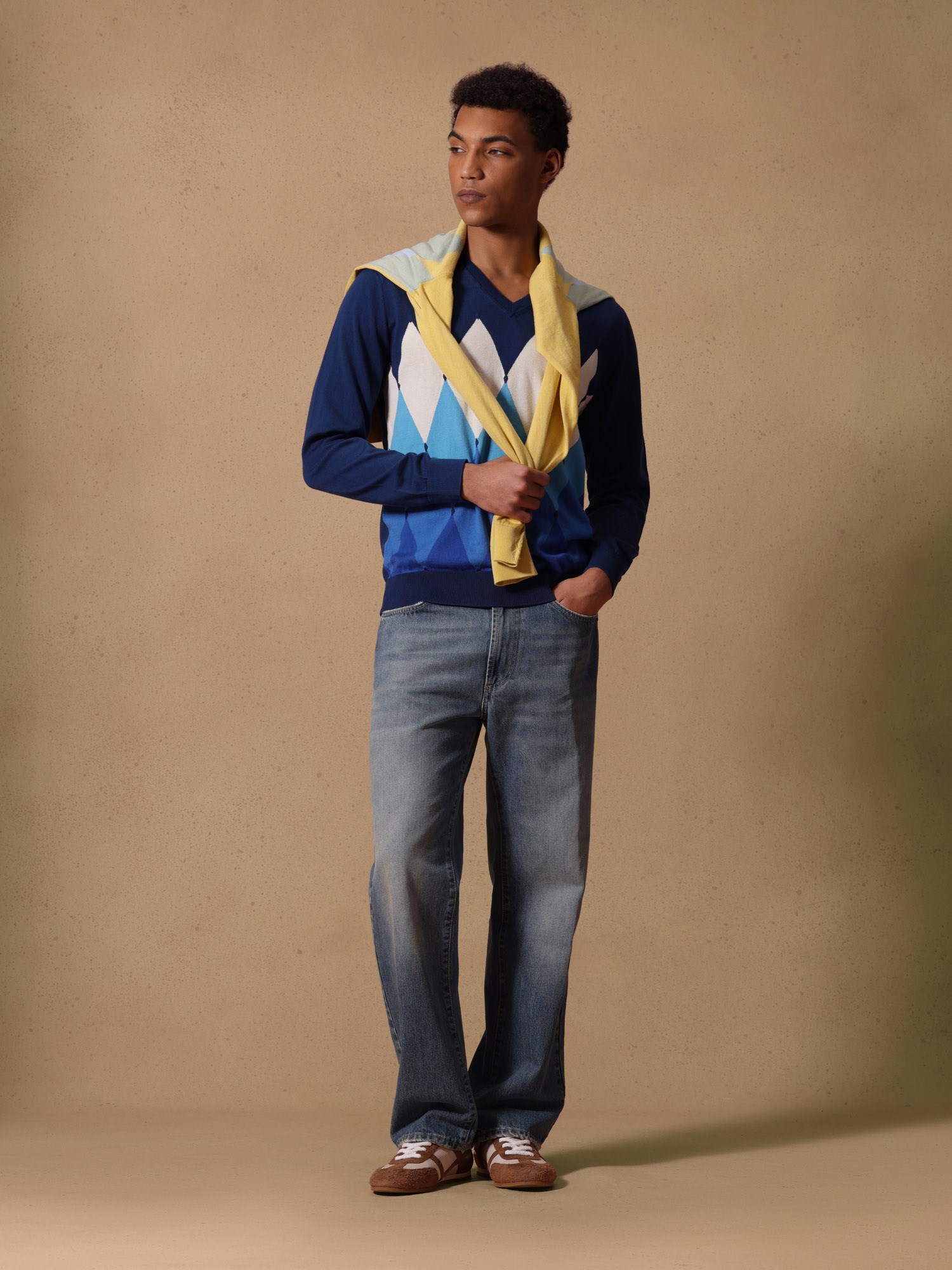Ballantyne V NECK JUMPER WITH DIAMOND PATTERN - COD. B2P001 14CA8 93885
