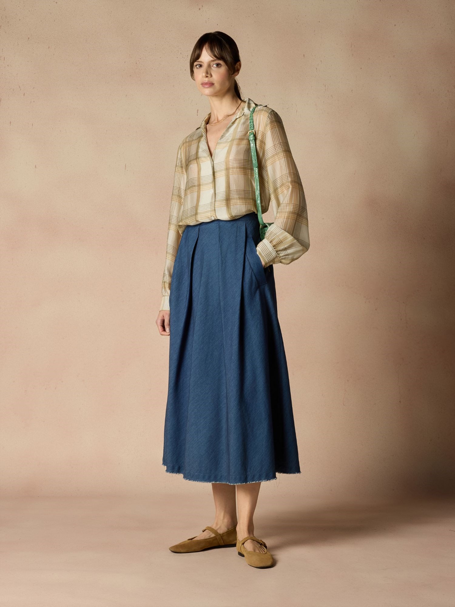 Ballantyne LIGHTWEIGHT COTTON DENIM MIDI SKIRT - COD. BLG170 UCTEL 13748
