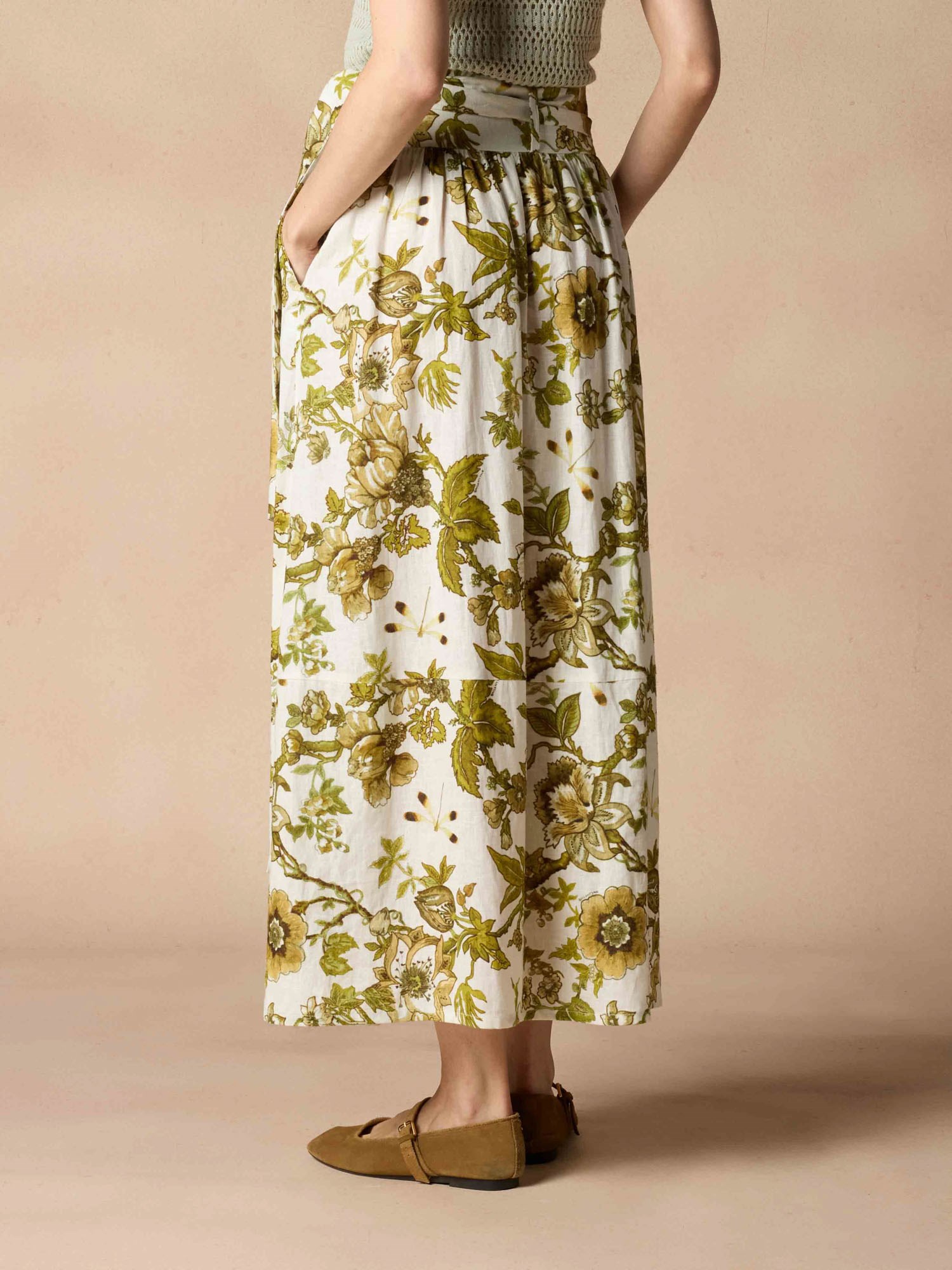 Ballantyne COTTON LINEN SKIRT WITH FLOWER PRINT - COD. BLG169 SLI06 78003