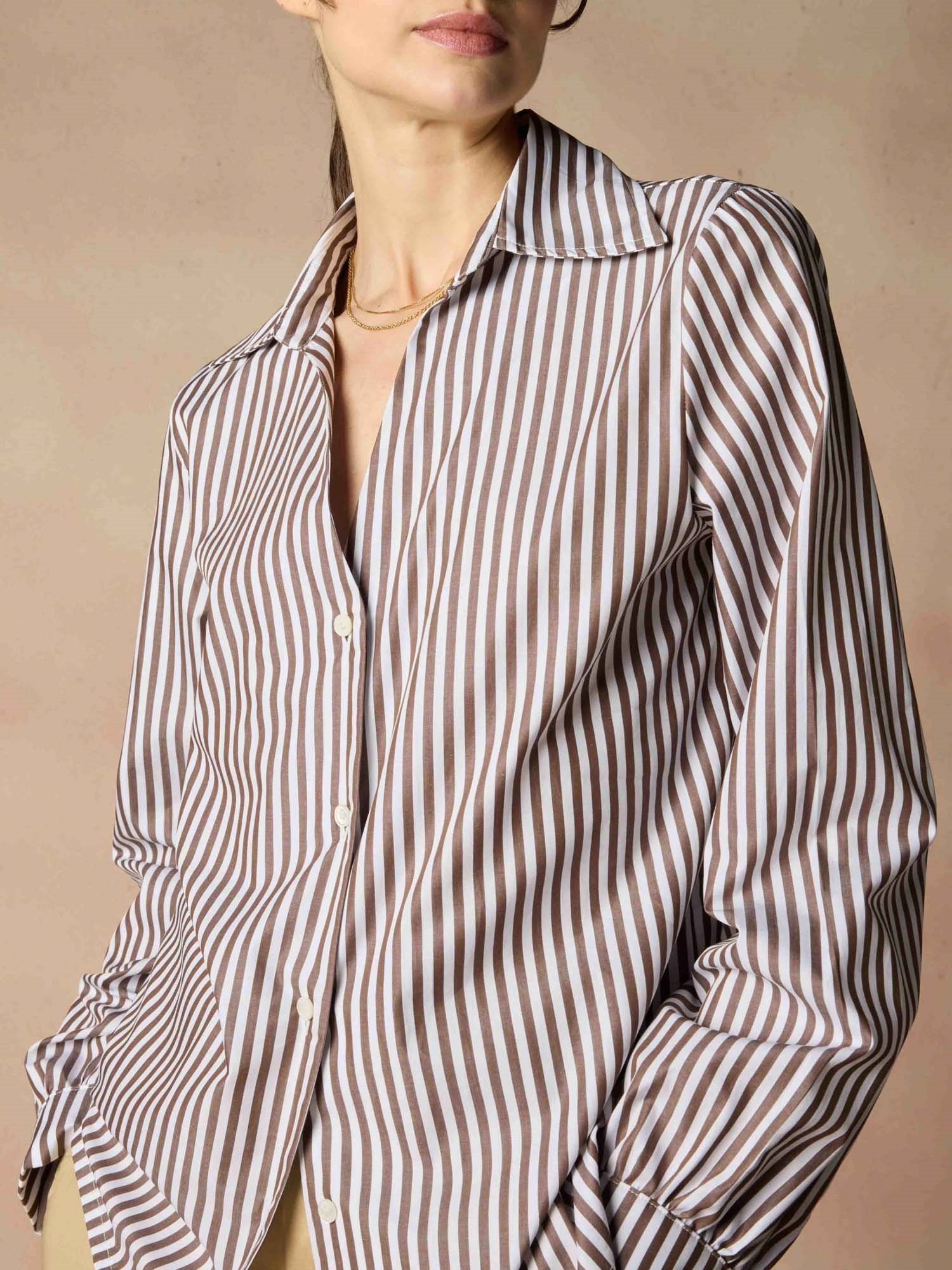 Ballantyne CLASSIC WHITE AND BROWN STRIPED SHIRT - COD. BLH199 RCT03 78021