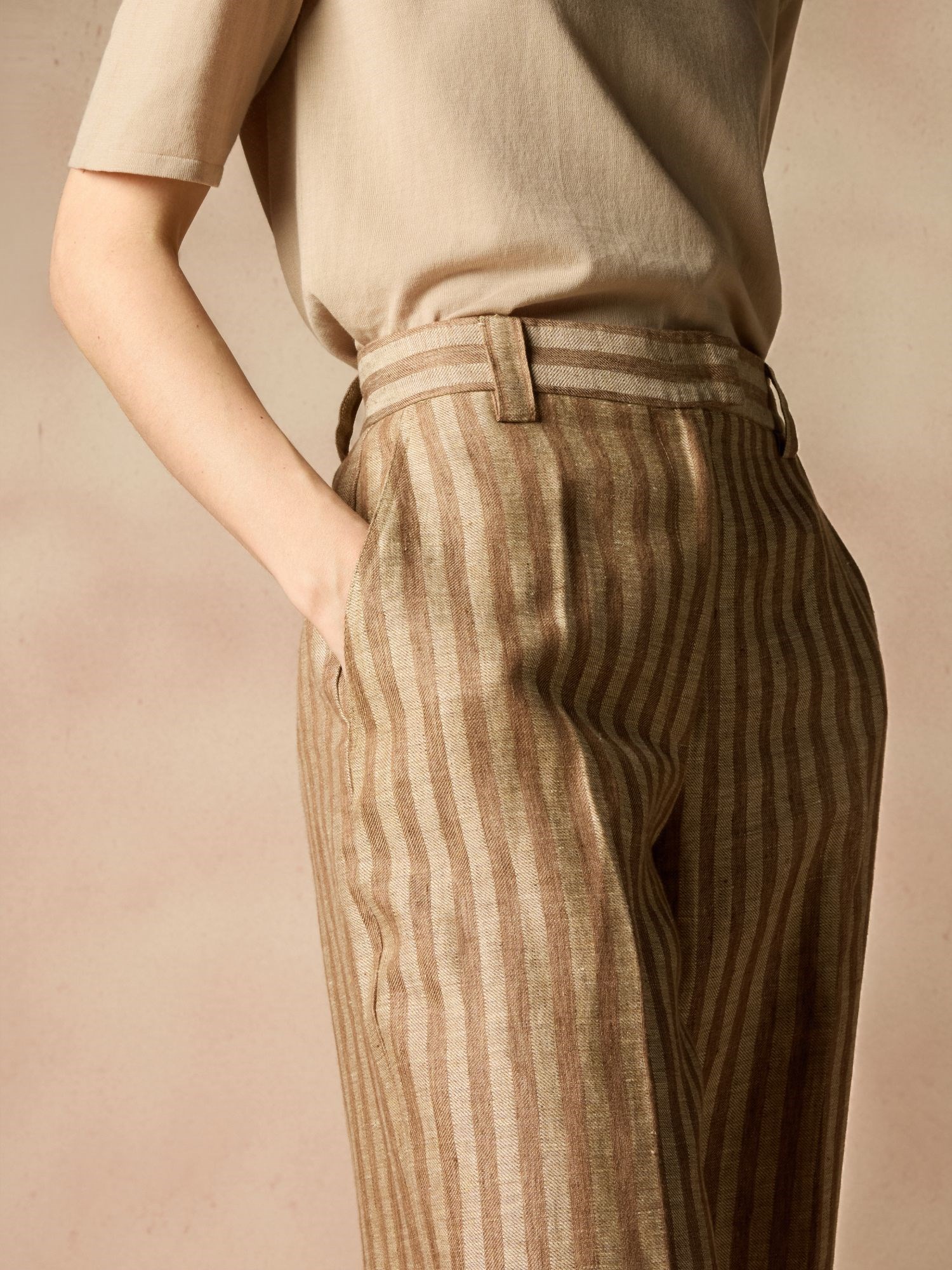 Ballantyne PANTALONI PALAZZO GESSATI IN 100% LINO - COD. BLT154 RLI00 14795