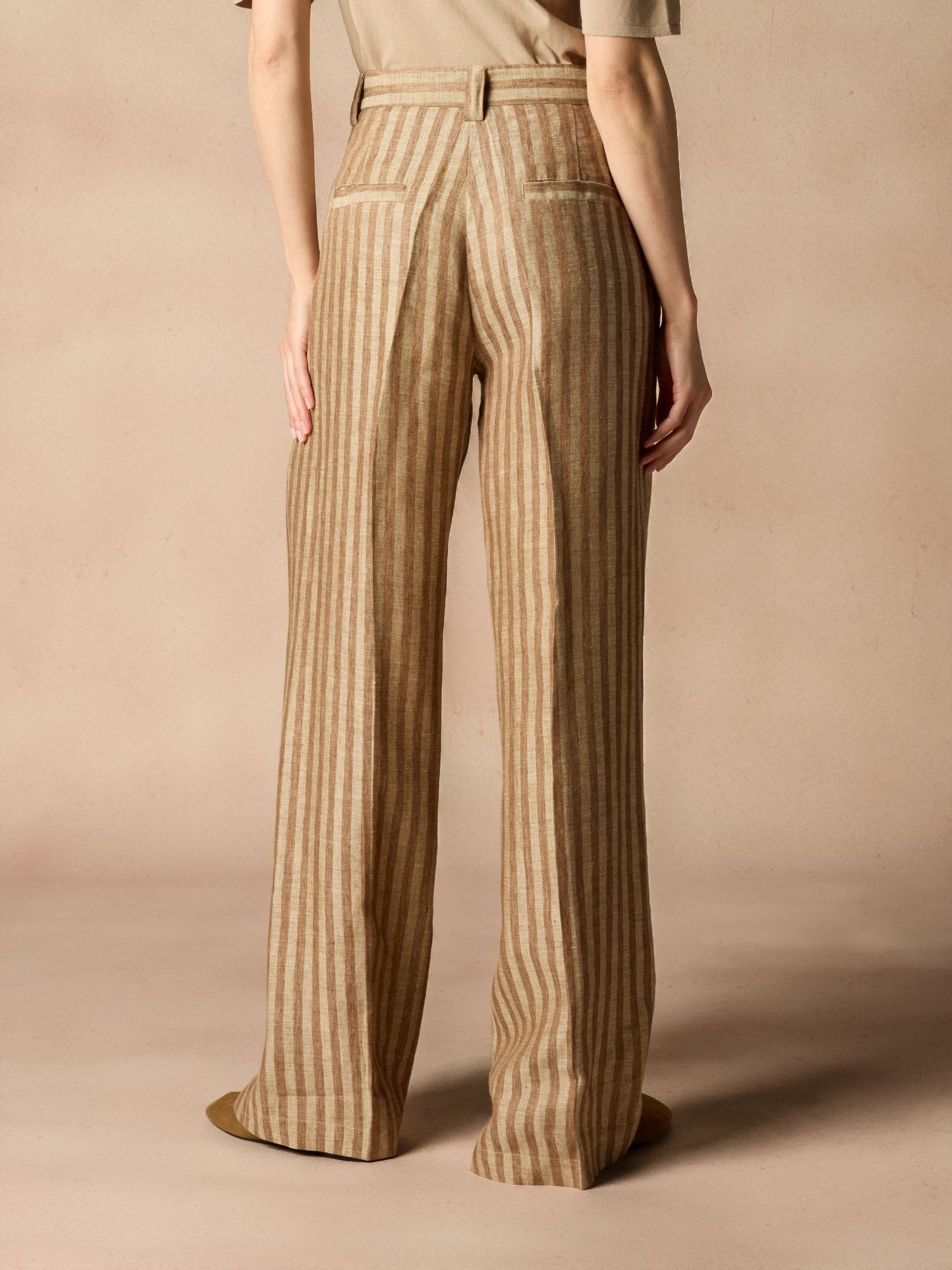 Ballantyne PANTALONI PALAZZO GESSATI IN 100% LINO - COD. BLT154 RLI00 14795