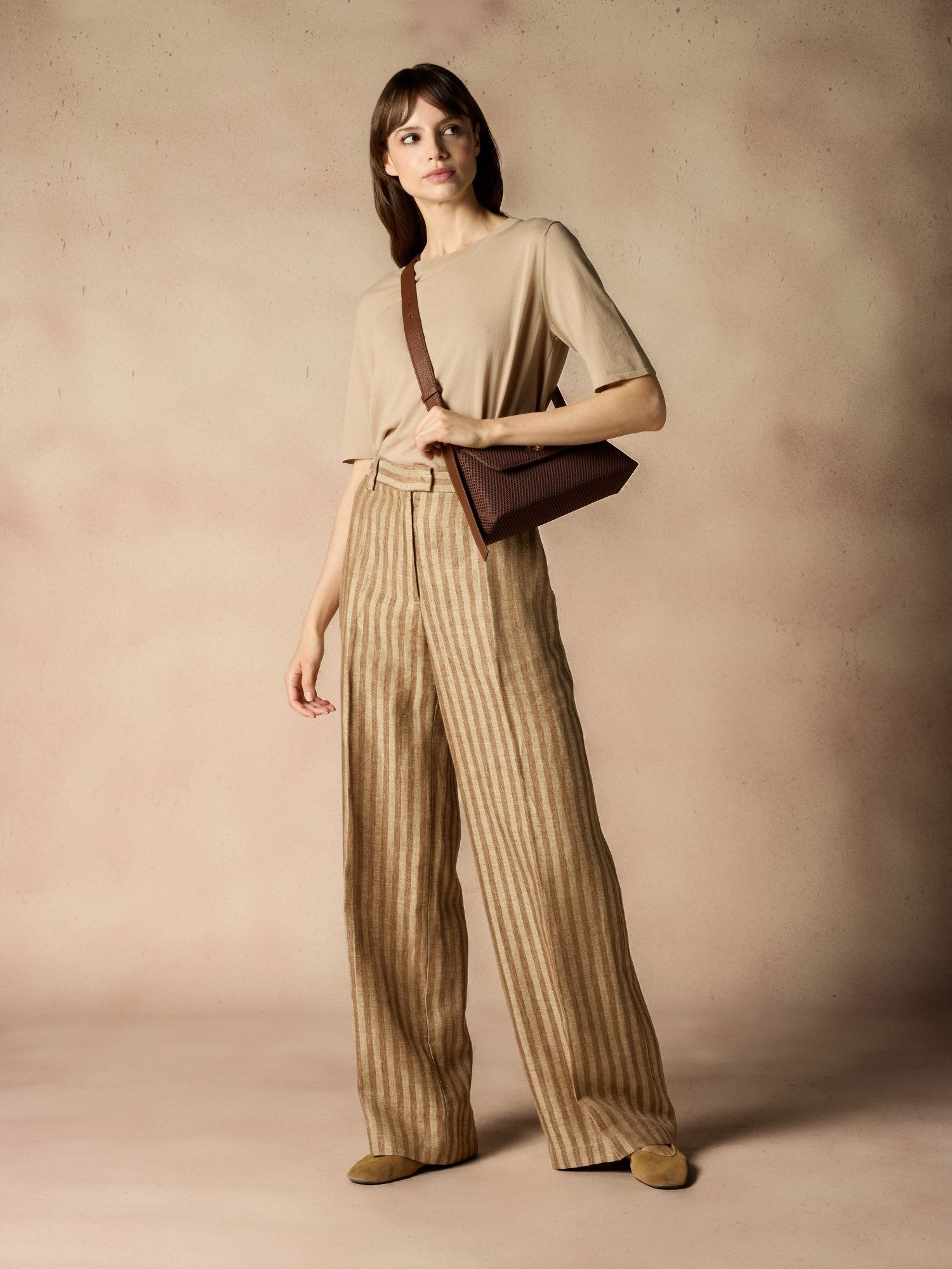 Ballantyne PANTALONI PALAZZO GESSATI IN 100% LINO - COD. BLT154 RLI00 14795