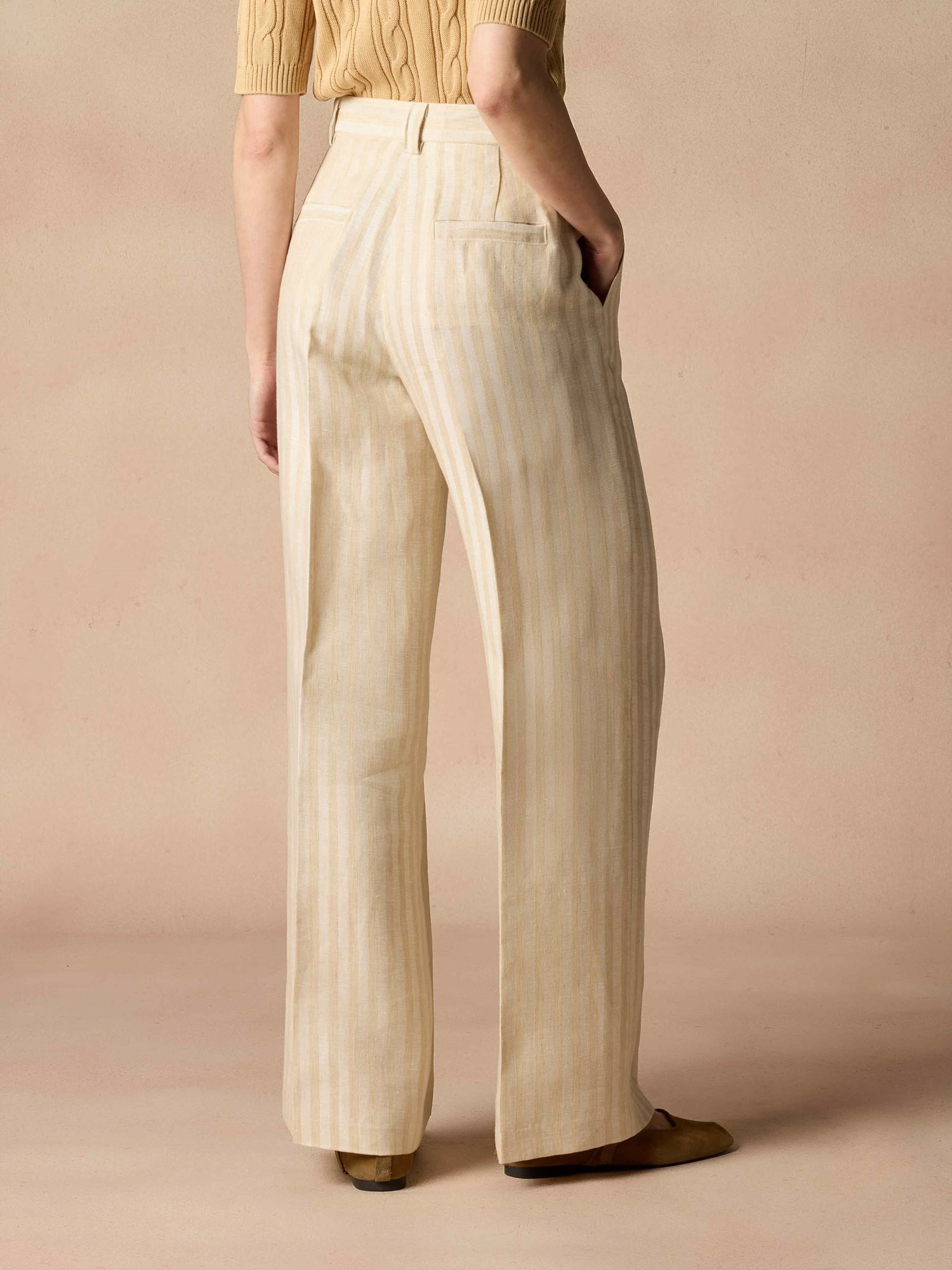 Ballantyne PINSTRIPED PALAZZO TROUSERS IN 100% LINEN - COD. BLT154 RLI00 10137