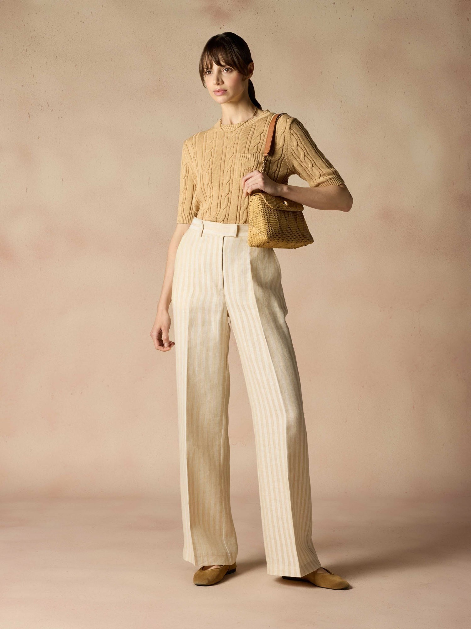 Ballantyne PINSTRIPED PALAZZO TROUSERS IN 100% LINEN - COD. BLT154 RLI00 10137