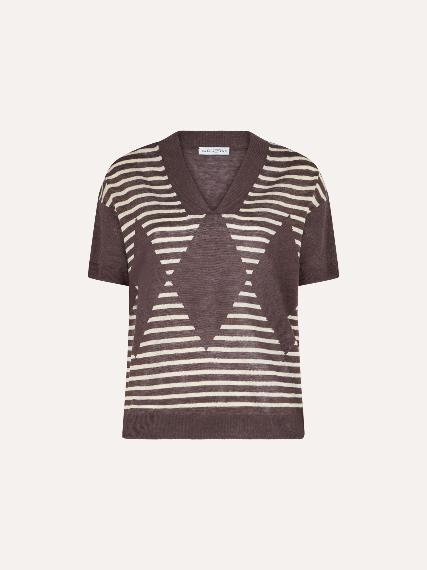 Ballantyne T-SHIRT SCOLLO A V IN 100% LINO - COD. B1W274 14L12 94576