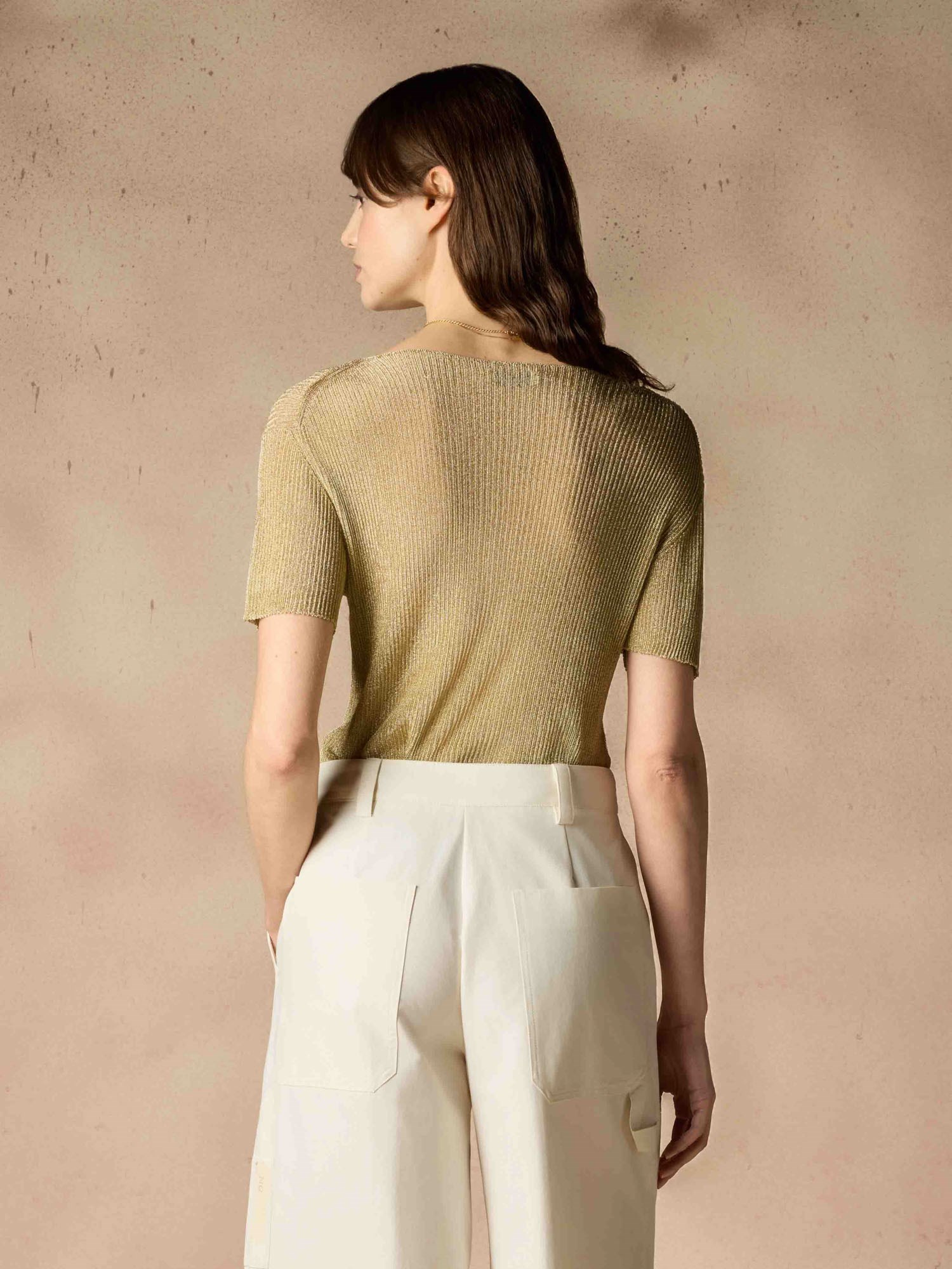 Ballantyne T-SHIRT IN LUREX LAVORATA A COSTINE - COD. B1W253 12V08 10566