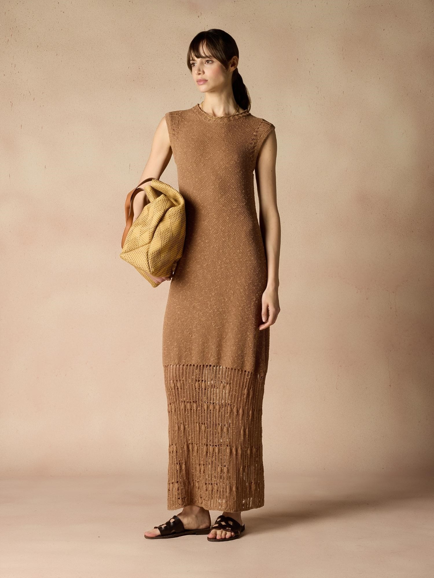 Ballantyne SLEEVELESS COTTON DRESS WITH CONTRASTING STITCHES - COD. B1D105 5C027 14559