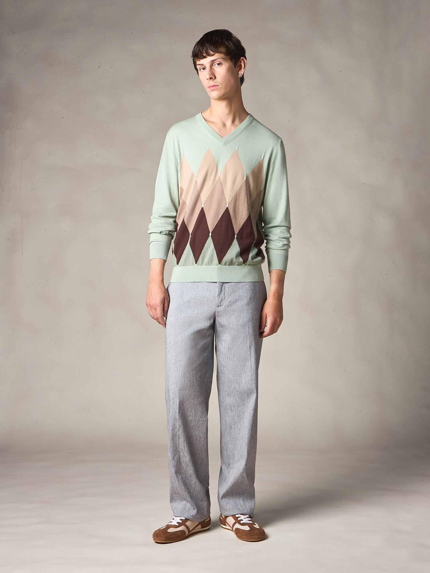 Ballantyne V NECK JUMPER WITH DIAMOND PATTERN - COD. B2P001 14CA8 92745
