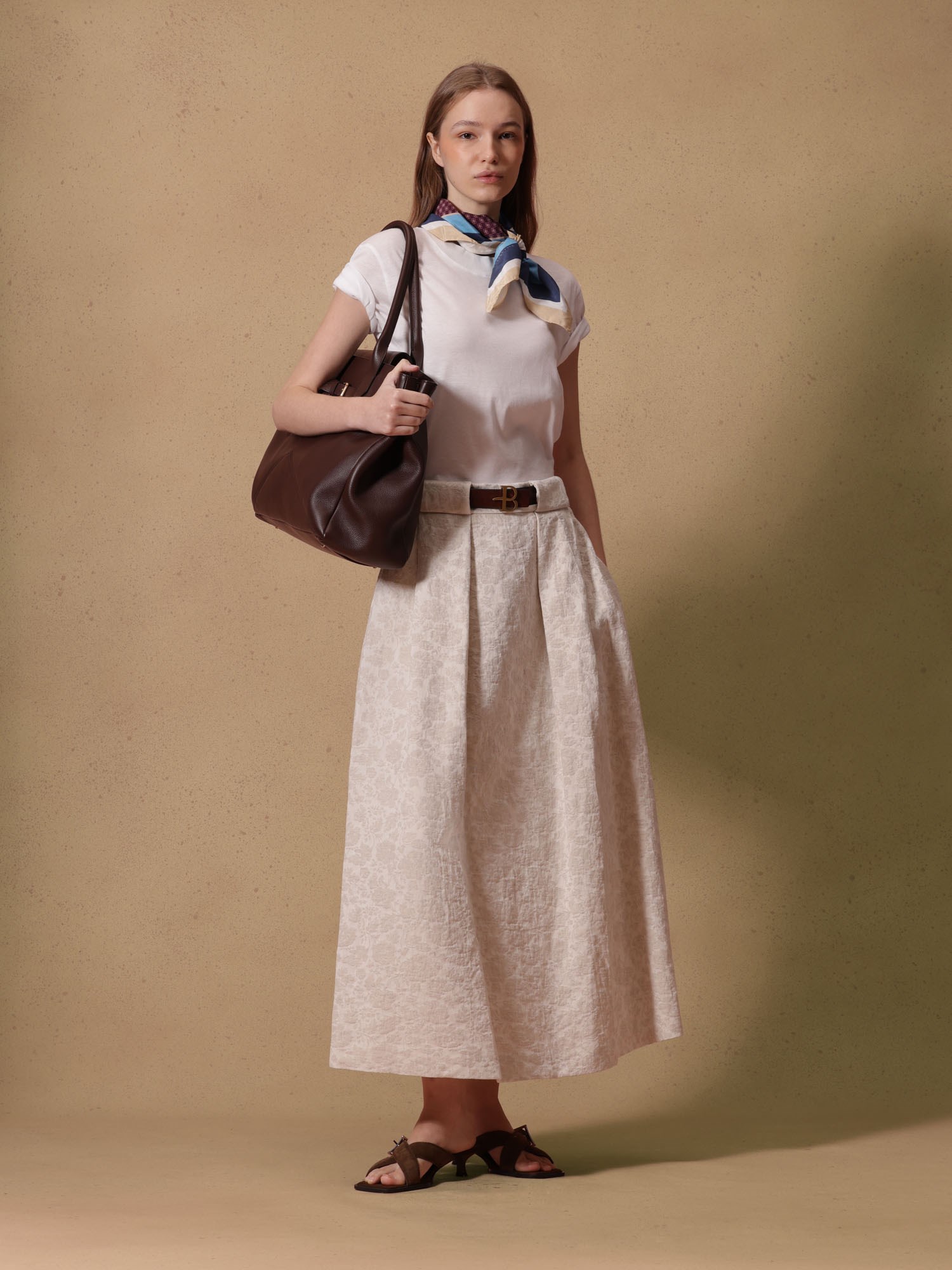 Ballantyne JACQUARD SKIRT IN COTTON AND LINEN - COD. BLG167 JCL00 14304