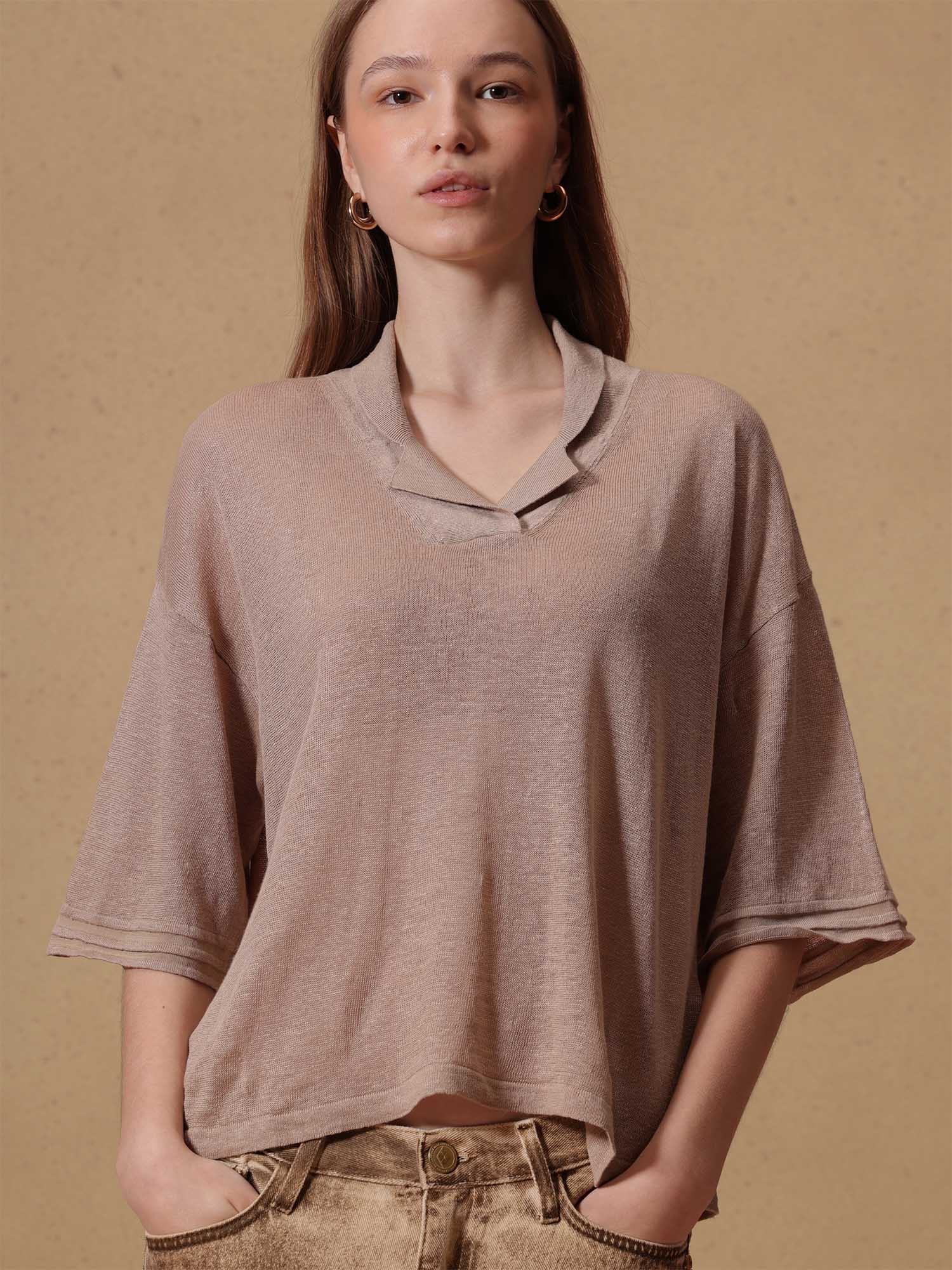 Ballantyne HAWAIIAN NECKLINE POLO IN LINEN AND COTTON - COD. B1W265 14L24 14075