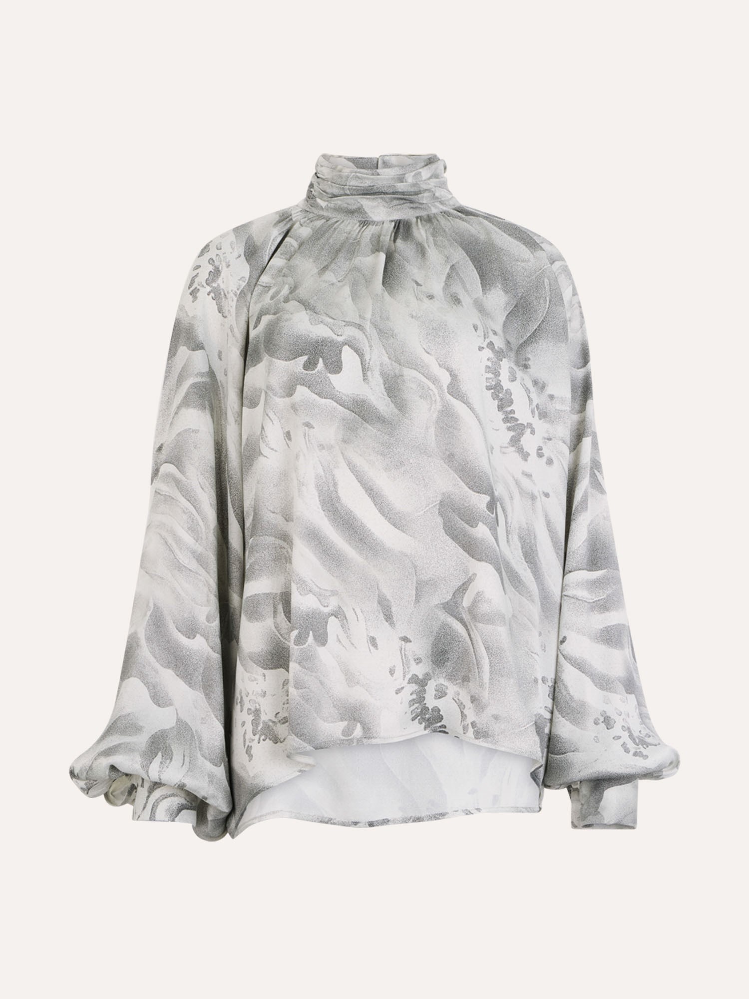 Ballantyne PRINTED MOCK NECK BALLOON SLEEVE SATIN BLOUSE - COD. BLH203 SVI10 75005