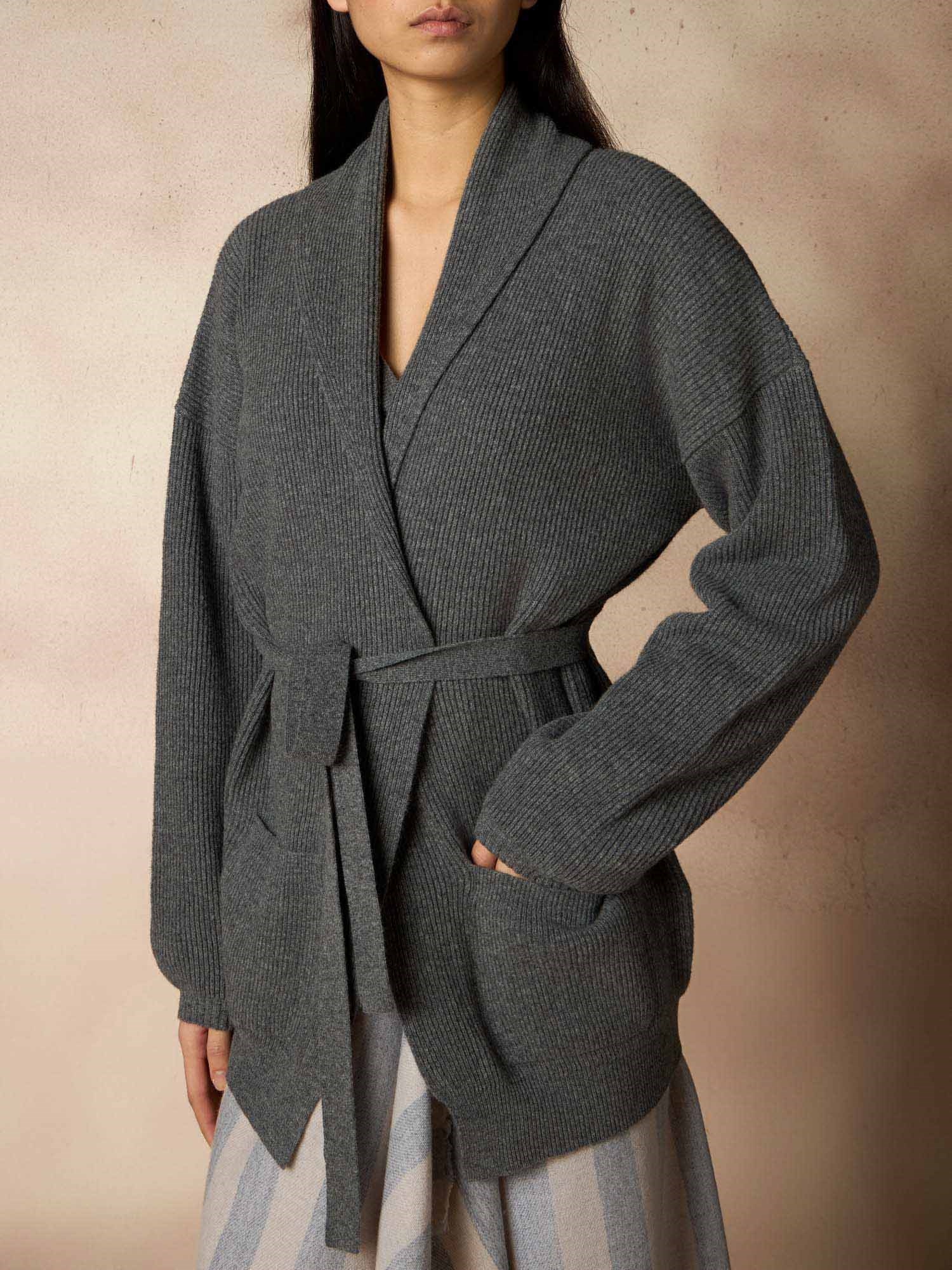 Ballantyne SHAWL COLLAR WOOL RIB KNIT CARDIGAN - COD. B1K386 12W04 00920
