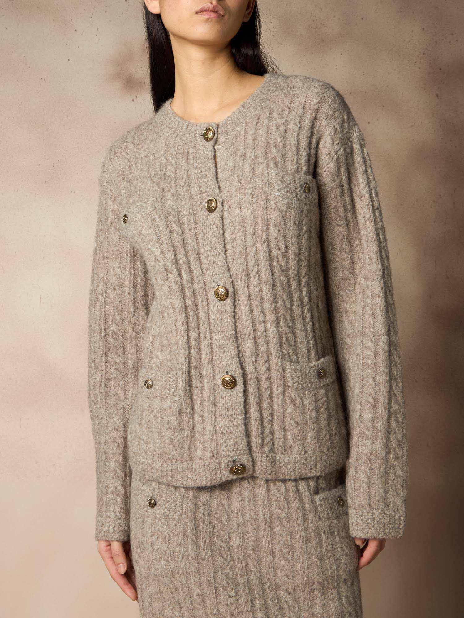 Ballantyne CABLE KNIT CARDIGAN IN WOOL BLEND - COD. B1K383 5W010 14226