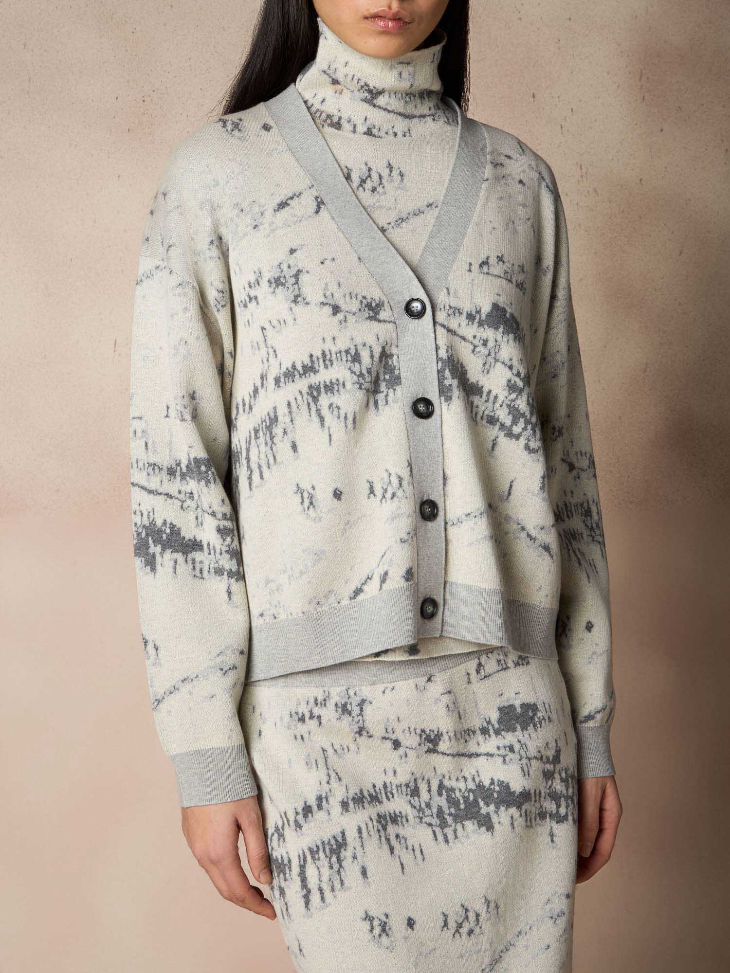 Ballantyne CARDIGAN JACQUARD IN LANA E COTONE - COD. B1K394 12W14 98000