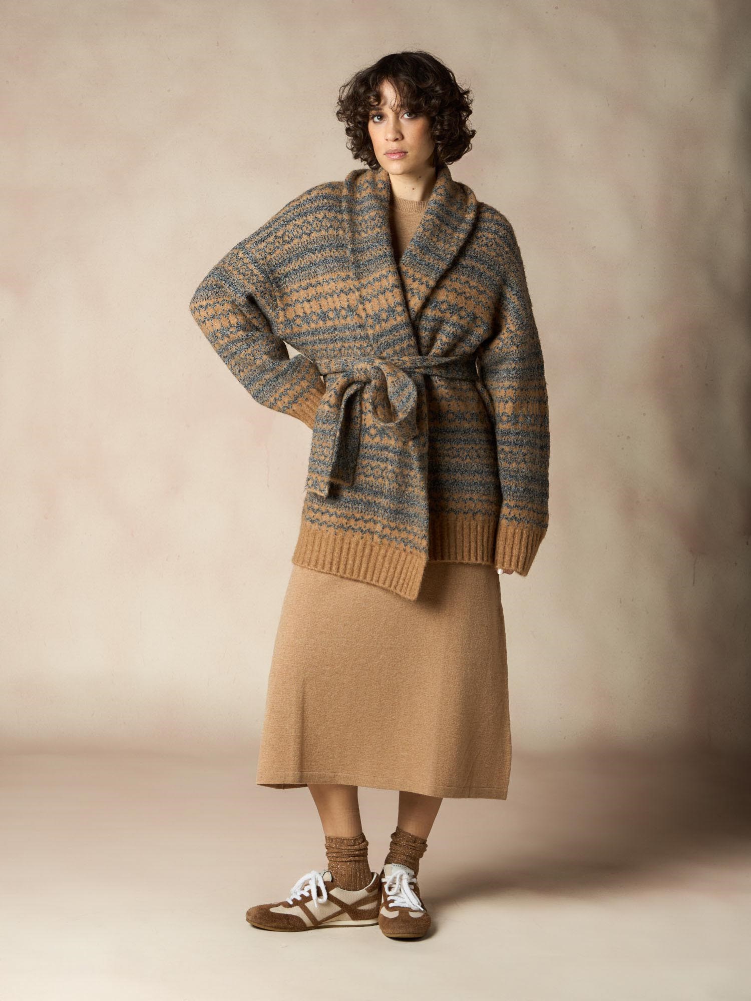 Ballantyne FAIR ISLE SHAWL COLLAR BELTED CARDIGAN-RELAXED FIT - COD. B1K375 5W005 94064
