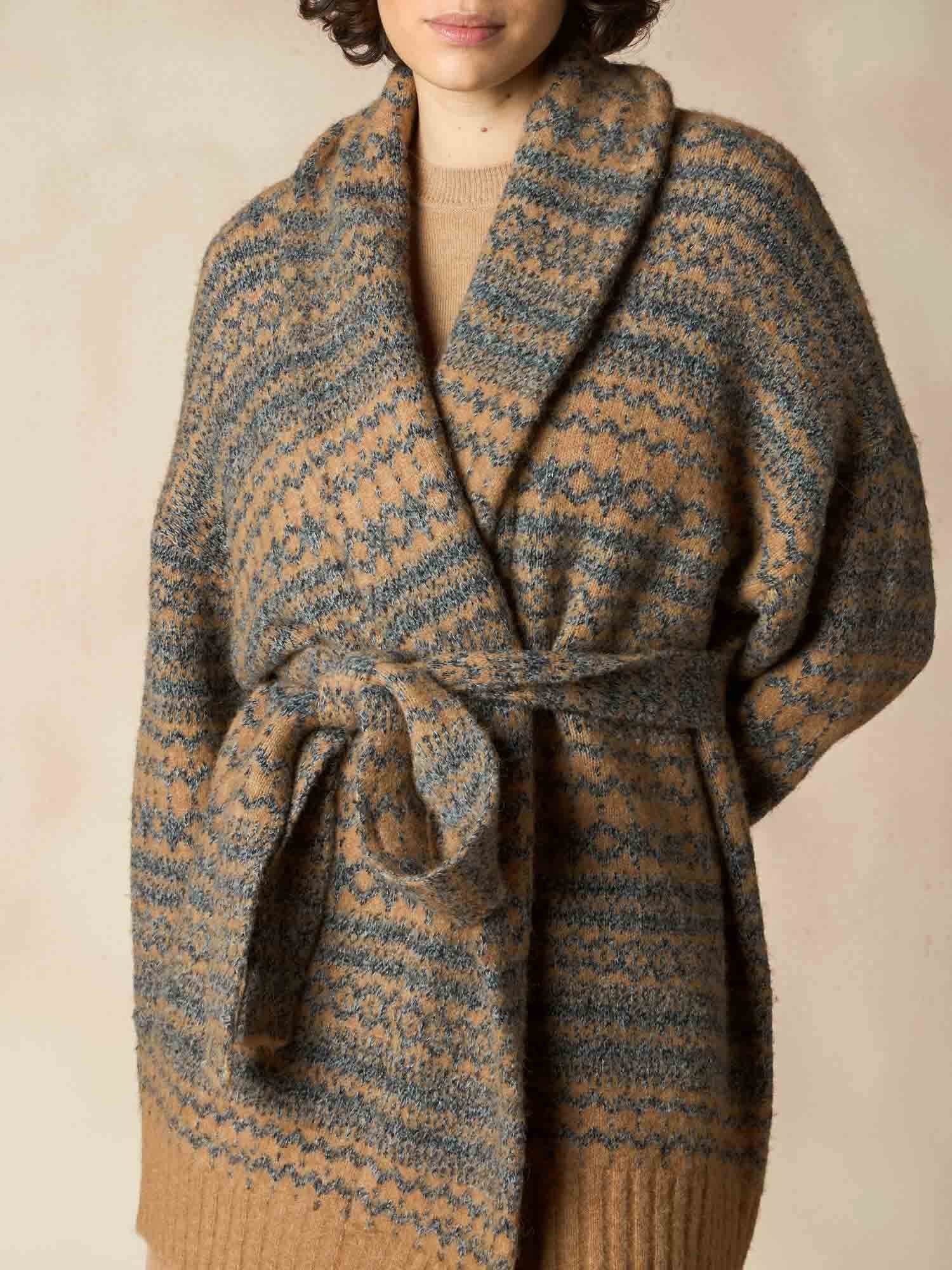 Ballantyne FAIR ISLE SHAWL COLLAR BELTED CARDIGAN-RELAXED FIT - COD. B1K375 5W005 94064