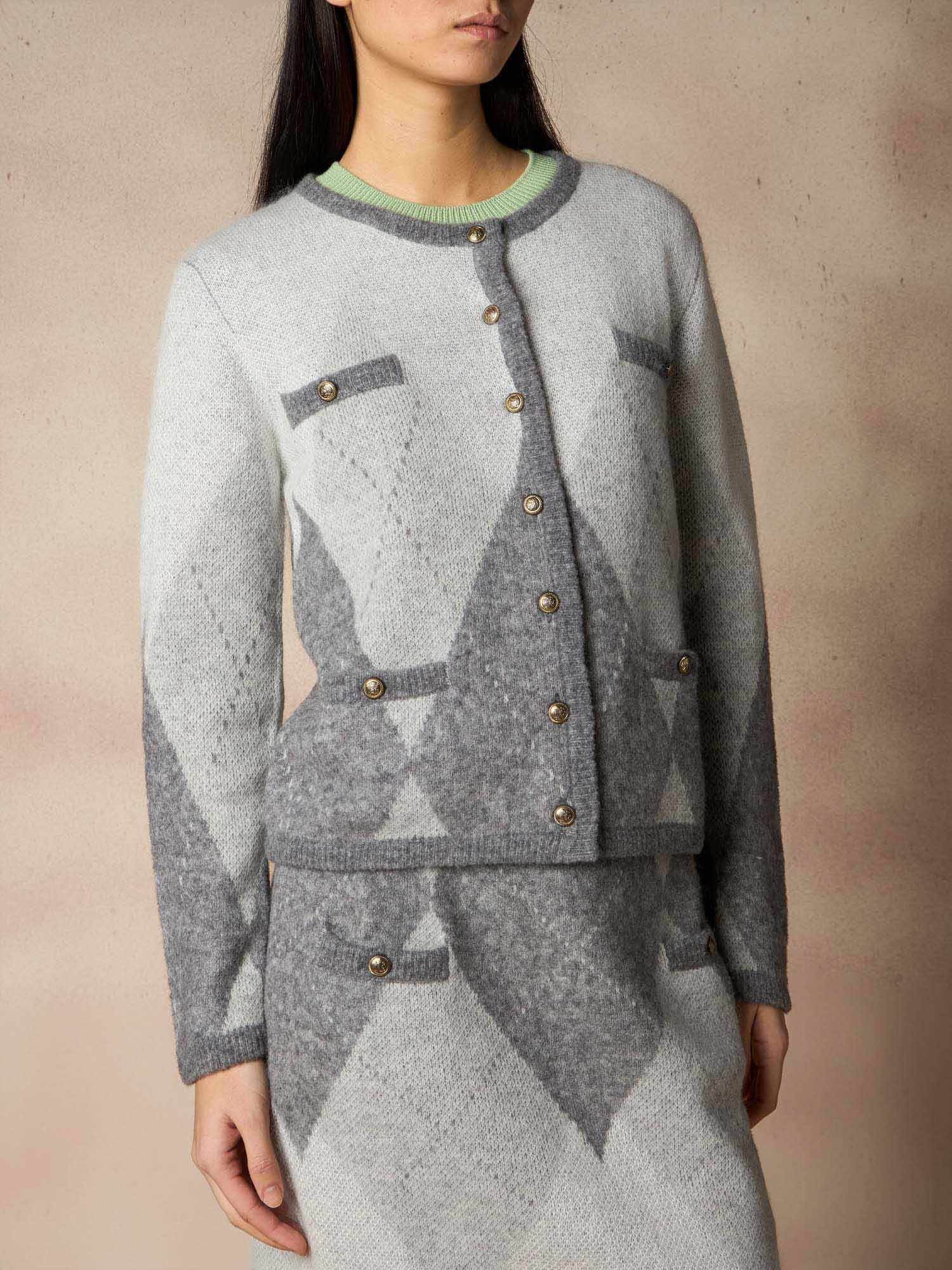 Ballantyne DIAMOND CARDIGAN IN MOHAIR WOOL - COD. B1K382 7W010 95206