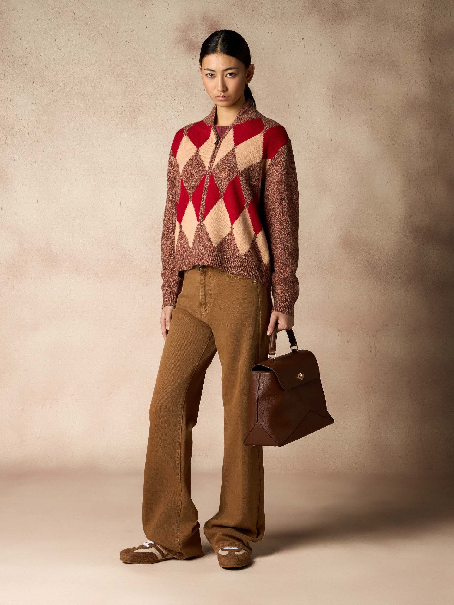 Ballantyne DIAMOND ALLA OVER CARDIGAN IN MOULINE' WOOL - COD. B1K380 5W141 92001