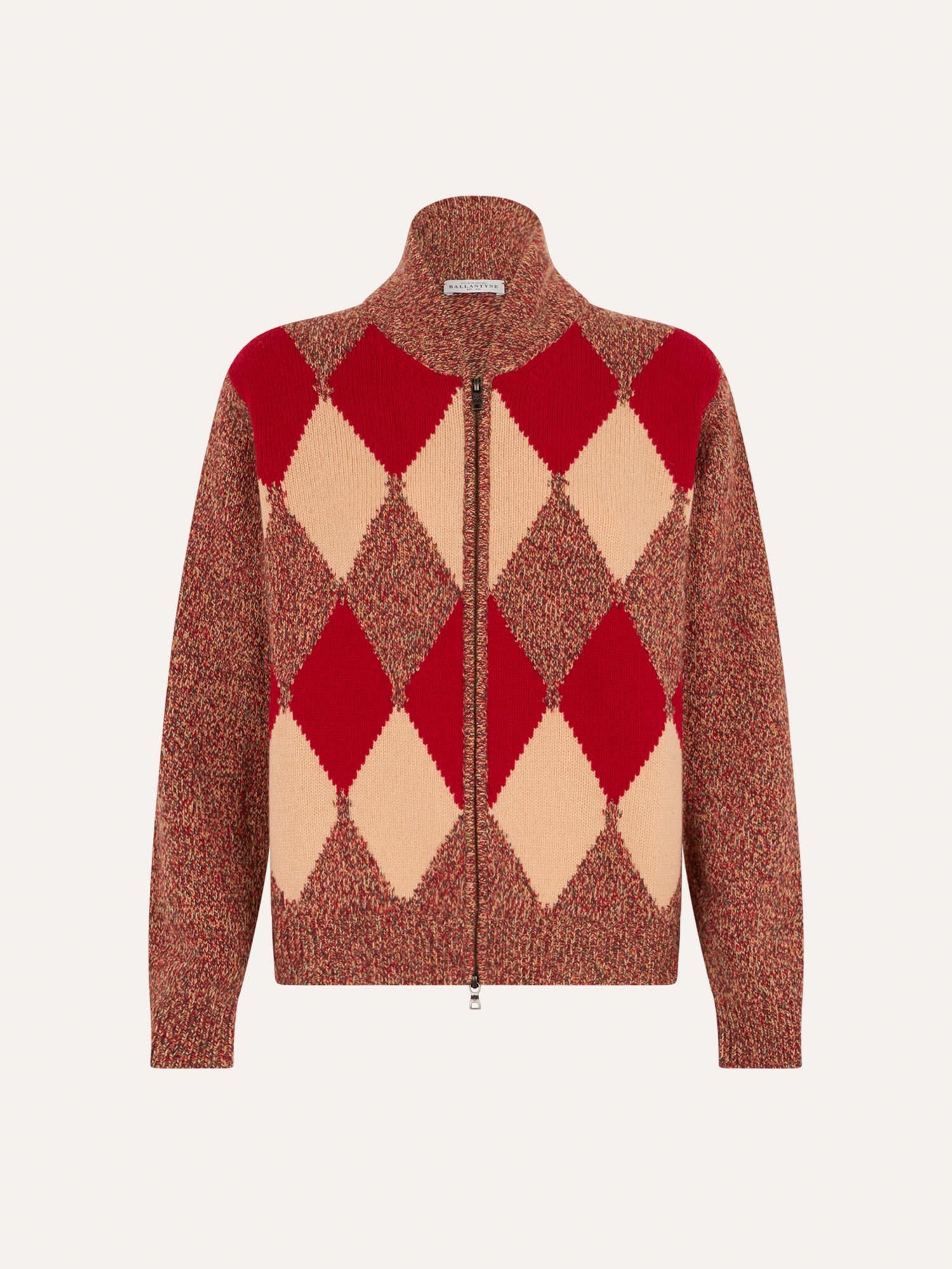 Ballantyne DIAMOND ALLA OVER CARDIGAN IN MOULINE' WOOL - COD. B1K380 5W141 92001