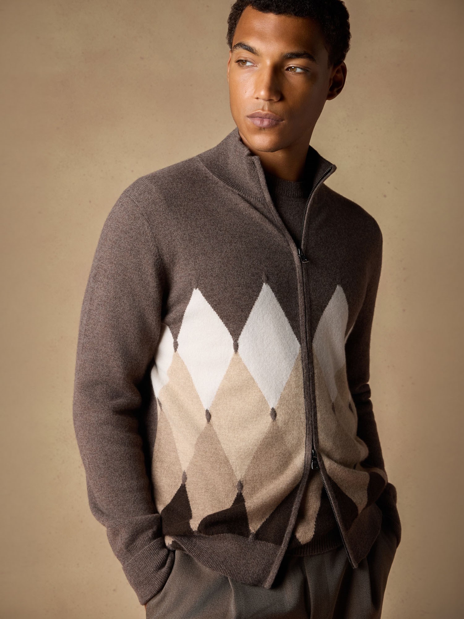 Ballantyne STRICKJACKE MIT DIAMANTREISSVERSCHLUSS AUS 100 % KASCHMIR - COD. B2K036 12KA8 94500
