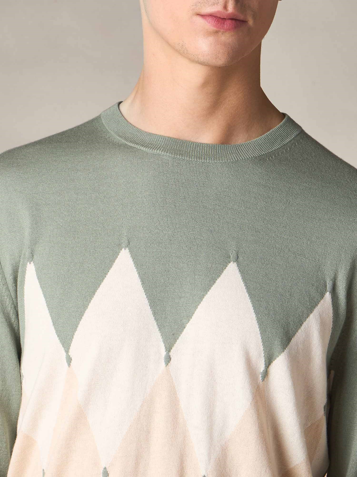 Ballantyne COTTON AND CASHMERE ROUND NECK WITH DIAMOND PATTERN - COD. B2P000 14CA8 92684