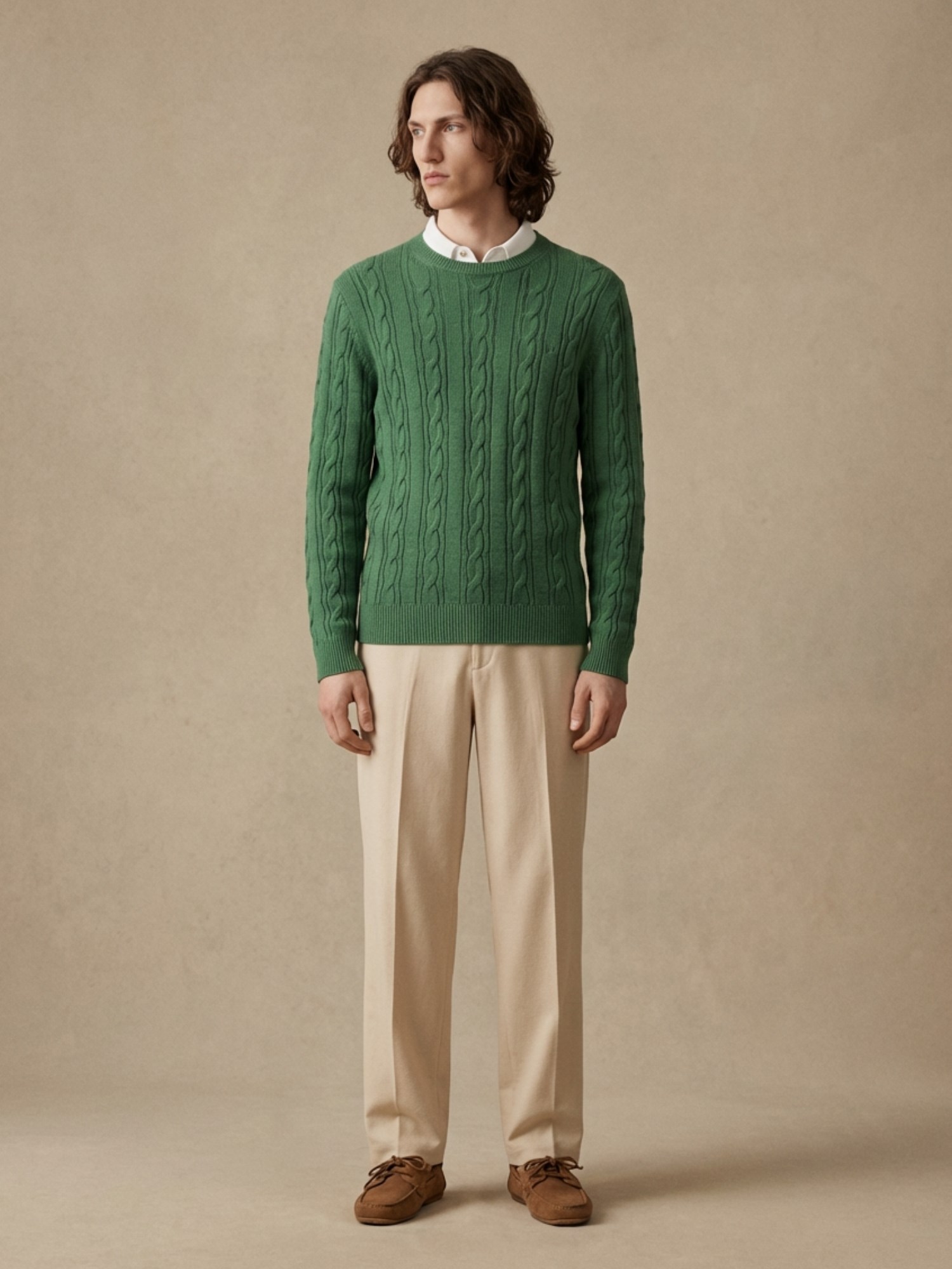 Ballantyne ROUNDNECK BRAIDED JUMPER IN COTTON CASHMERE BLEND - COD. B2P000 7C007 12943