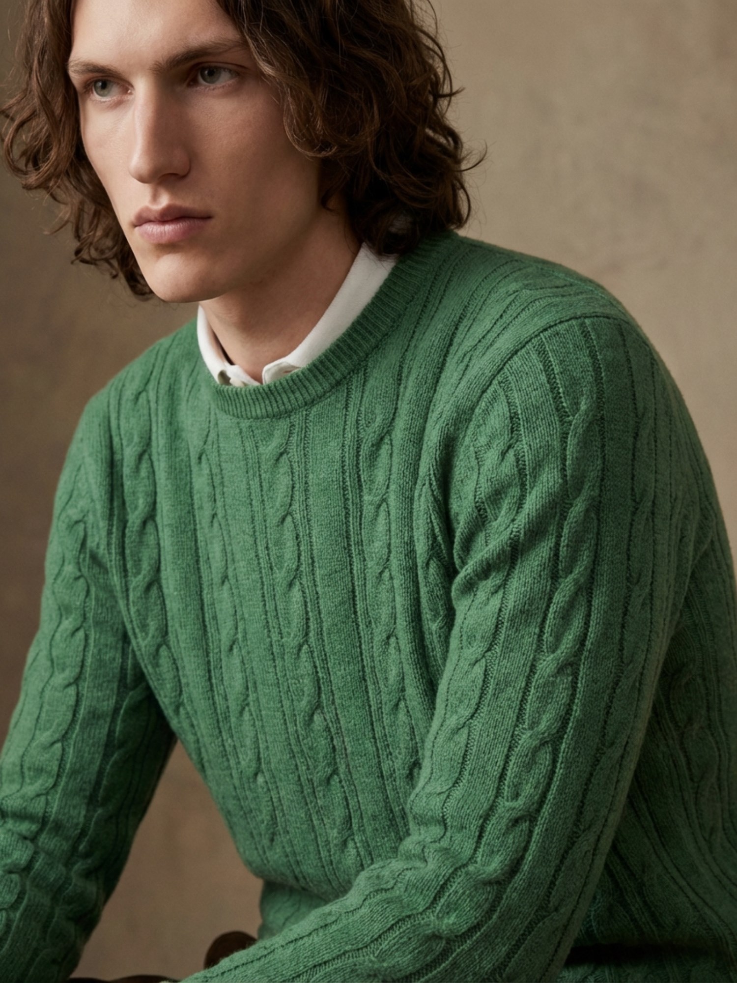 Ballantyne ROUNDNECK BRAIDED JUMPER IN COTTON CASHMERE BLEND - COD. B2P000 7C007 12943