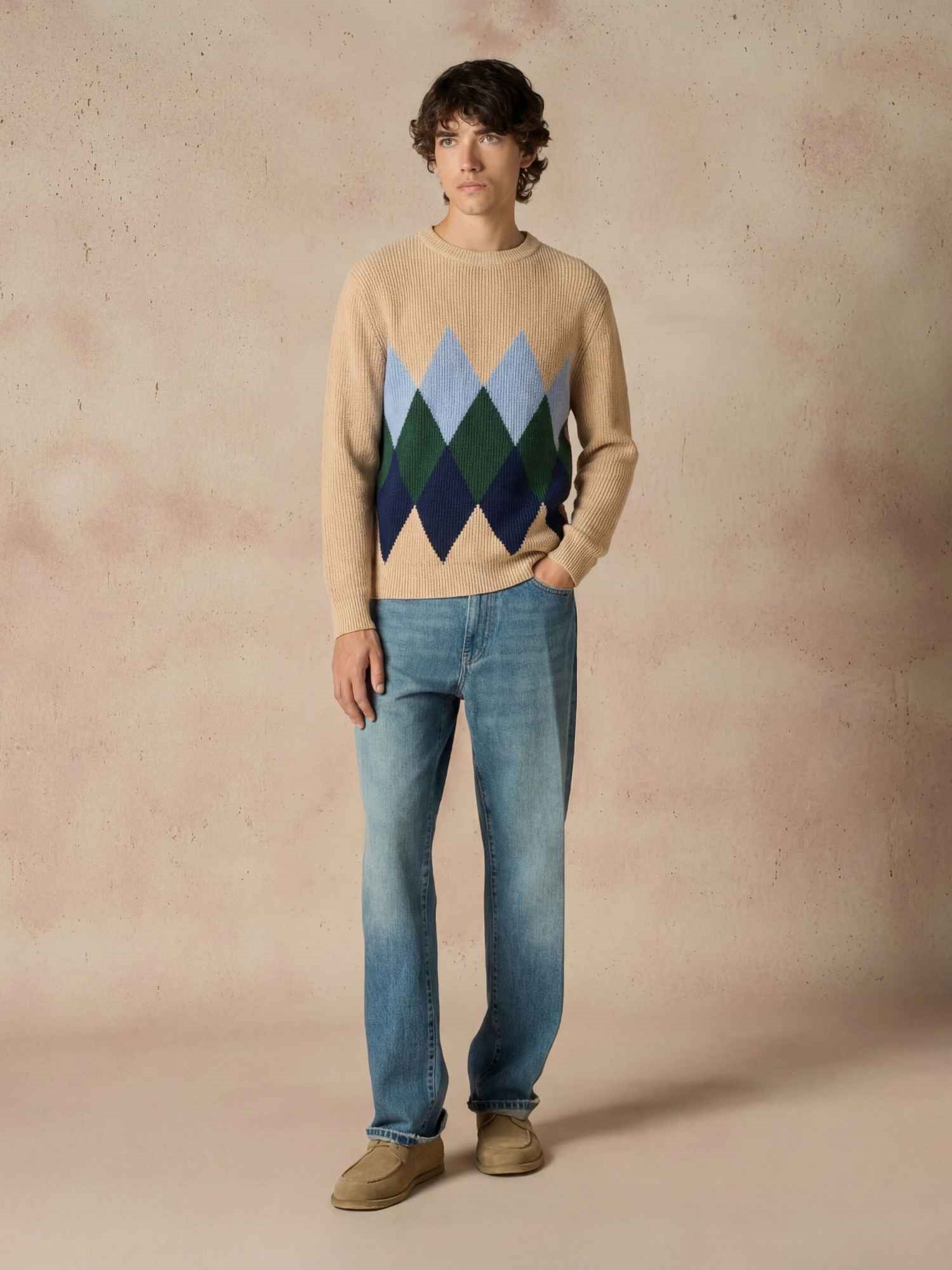Ballantyne ROUNDNECK DIAMOND JUMPER IN PURE COTTON - COD. B2P000 14C05 94040