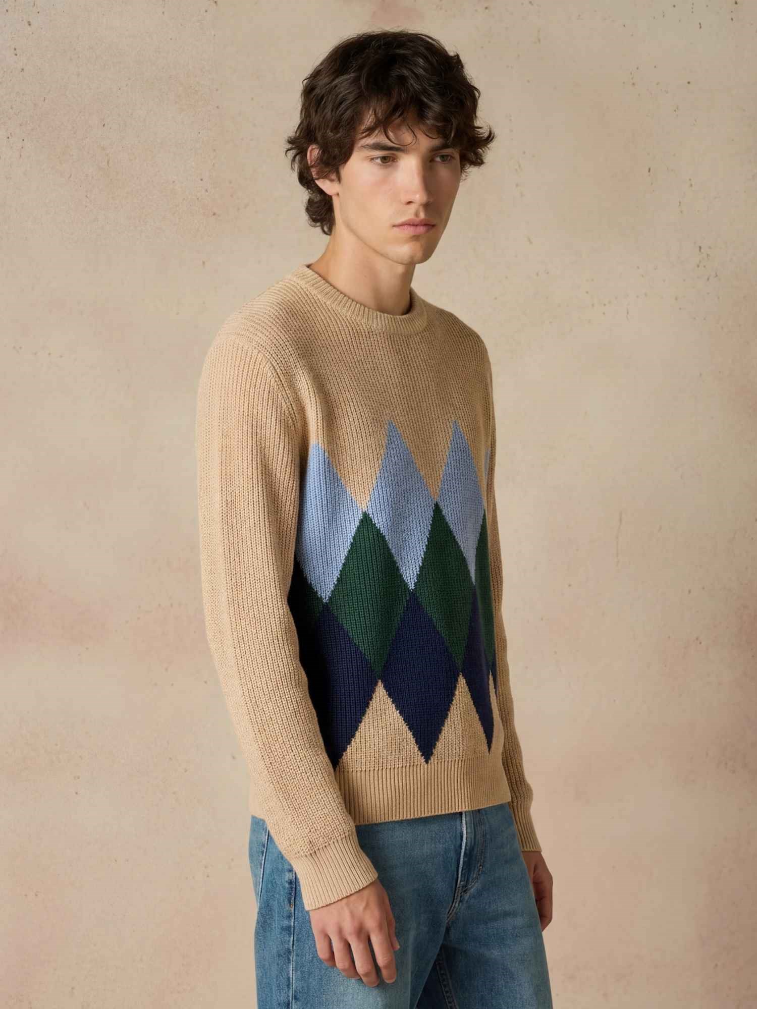 Ballantyne ROUNDNECK DIAMOND JUMPER IN PURE COTTON - COD. B2P000 14C05 94040