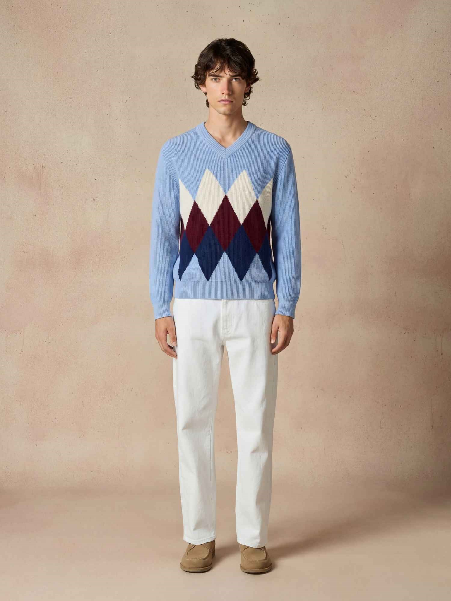 Ballantyne V-NECK DIAMOND JUMPER IN PURE COTTON - COD. B2P001 14C05 93547