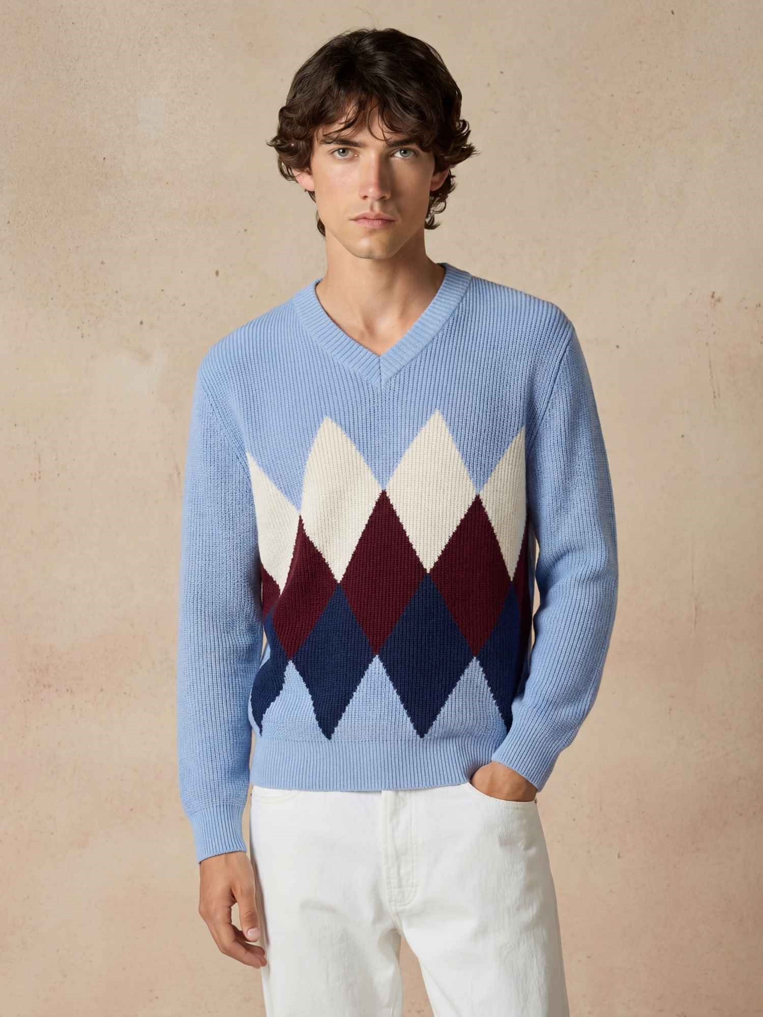 Ballantyne V-NECK DIAMOND JUMPER IN PURE COTTON - COD. B2P001 14C05 93547