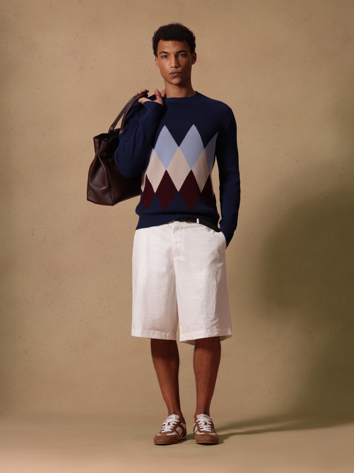Ballantyne ROUND NECK DIAMOND JUMPER IN 100% COTTON - COD. B2P000 14C05 93565
