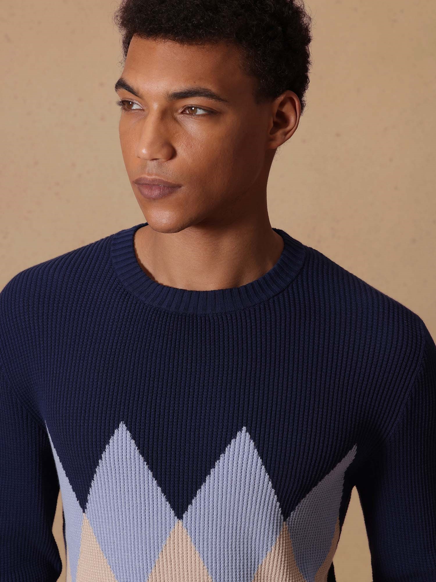 Ballantyne ROUND NECK DIAMOND JUMPER IN 100% COTTON - COD. B2P000 14C05 93565