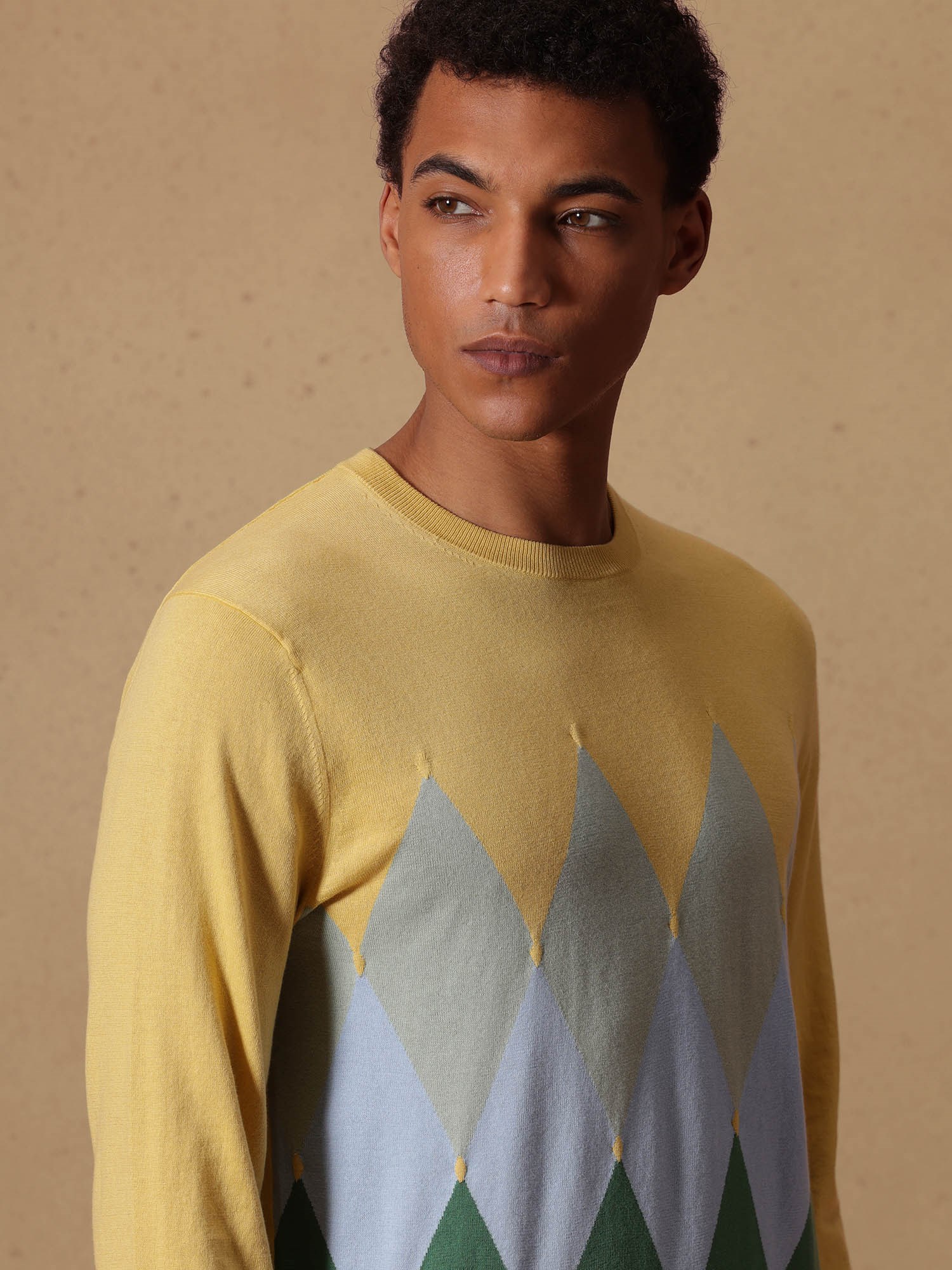 Ballantyne CLASSIC DIAMOND ROUNDNECK IN COTTON & CASHMERE - COD. B2P000 14CA8 90500