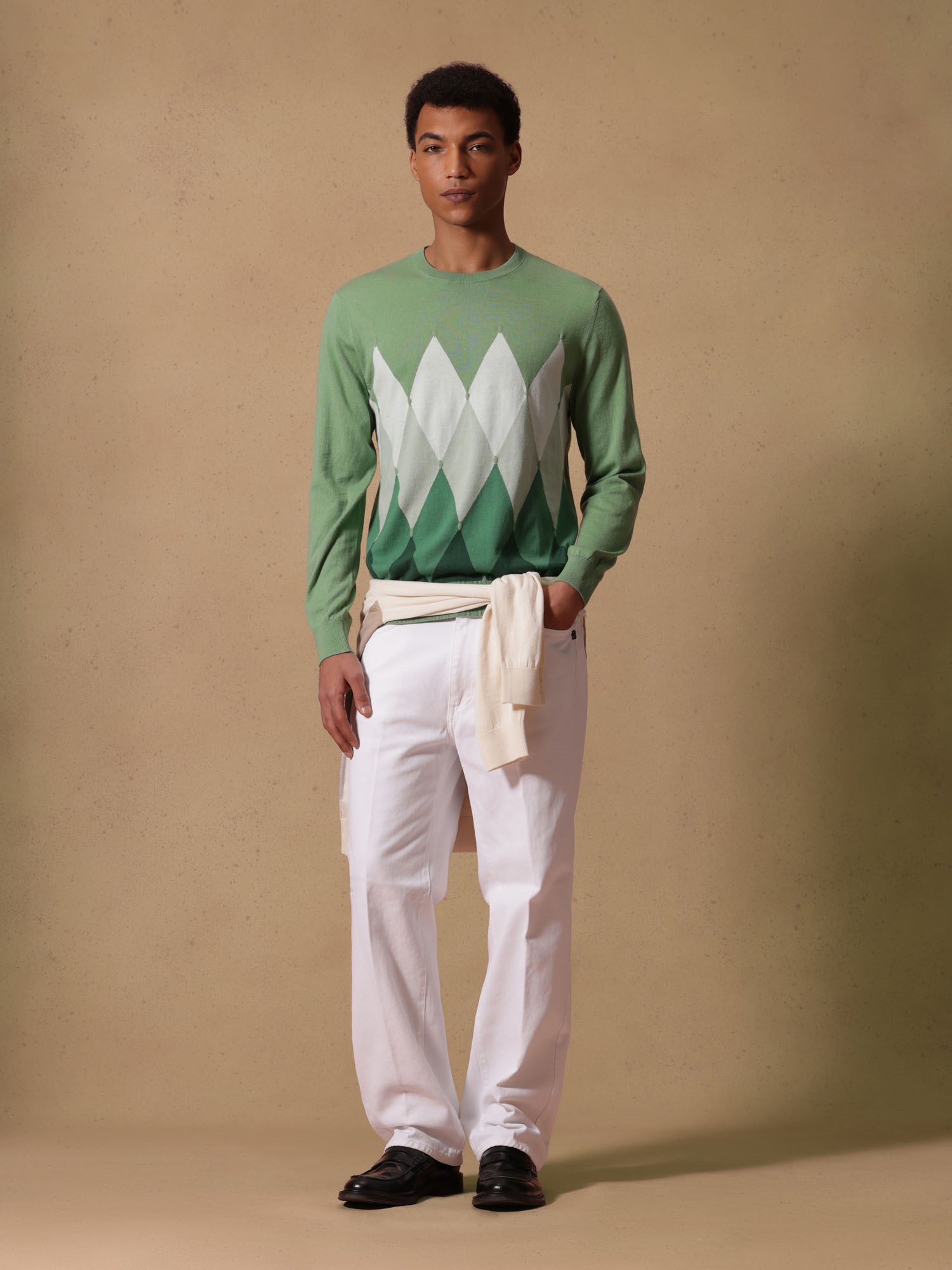 Ballantyne CLASSIC DIAMOND ROUNDNECK IN COTTON & CASHMERE - COD. B2P000 14CA8 92516