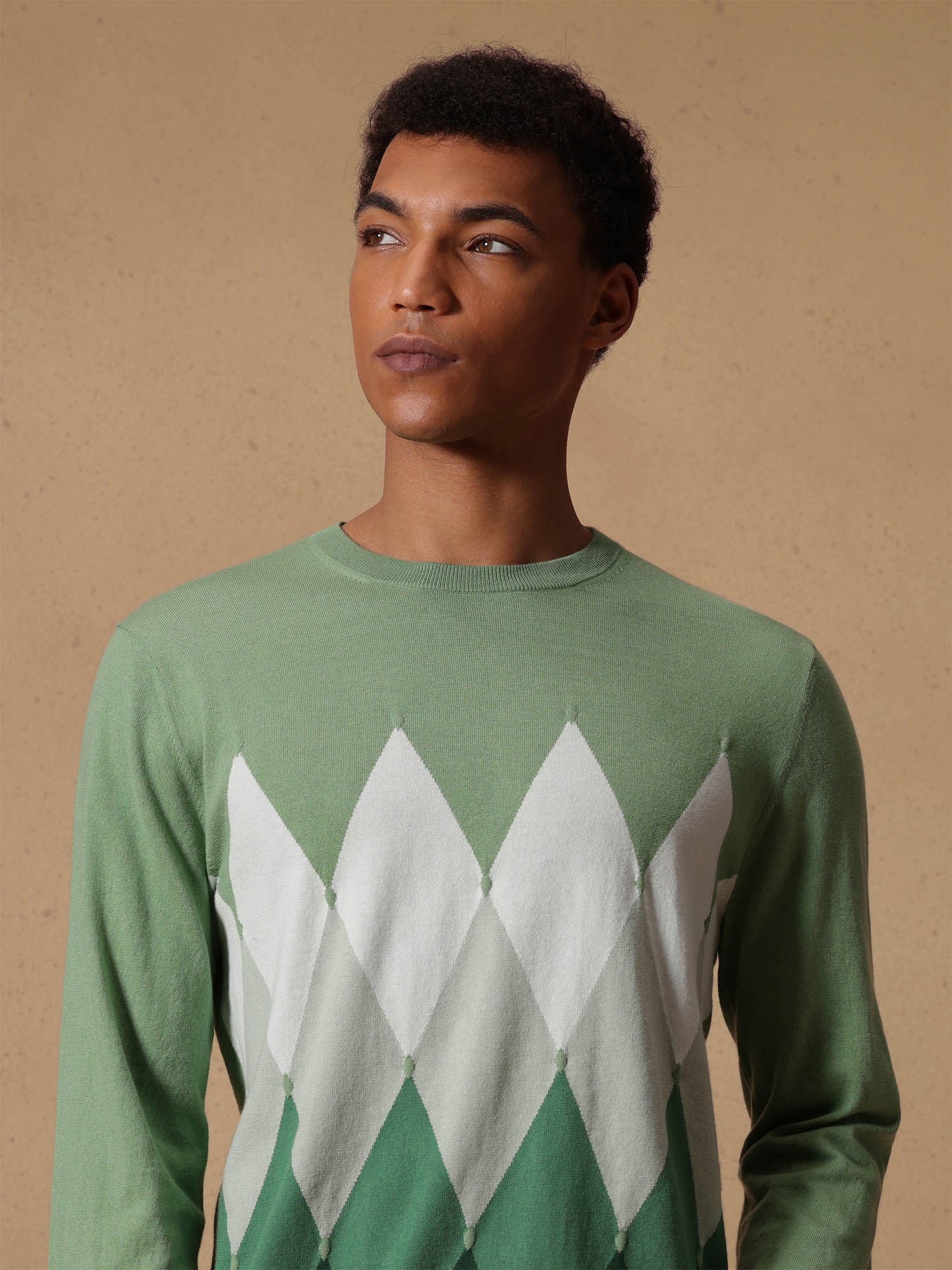 Ballantyne CLASSIC DIAMOND ROUNDNECK IN COTTON & CASHMERE - COD. B2P000 14CA8 92516