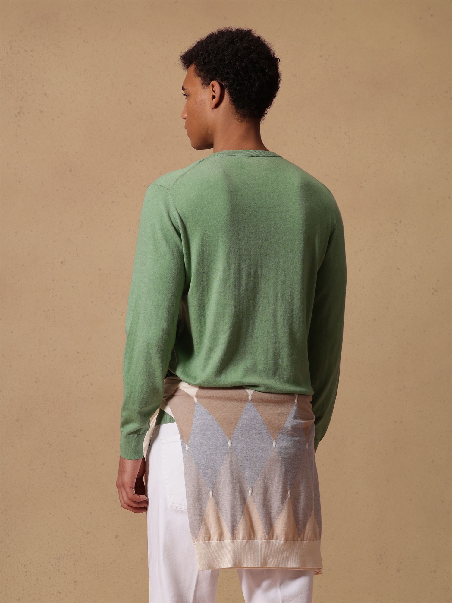 Ballantyne CLASSIC DIAMOND ROUNDNECK IN COTTON & CASHMERE - COD. B2P000 14CA8 92516