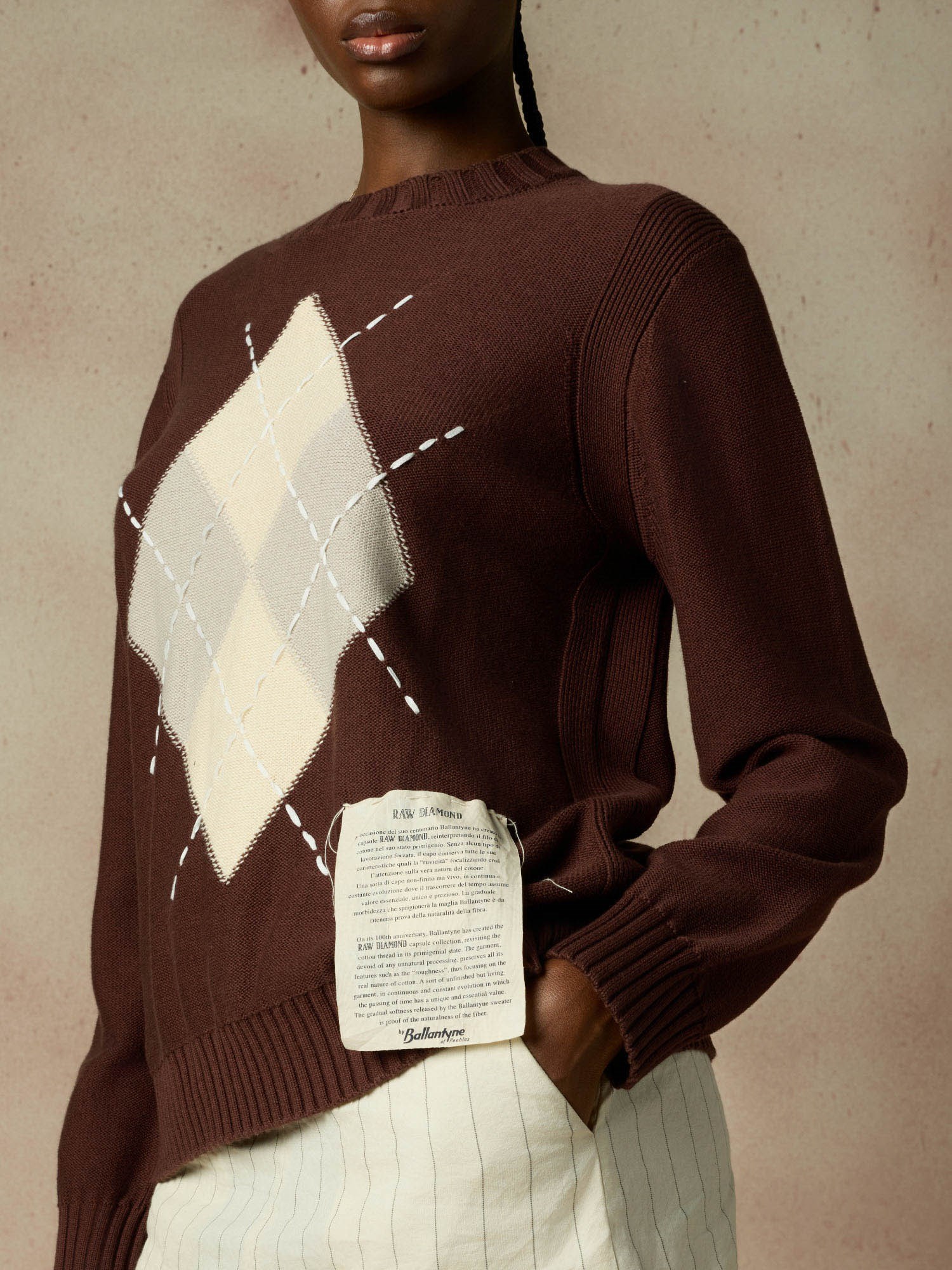 Ballantyne RAW DIAMOND - JUMPER IN COTTON CASHMERE BLEND - COD. B3P868 7C015 94531