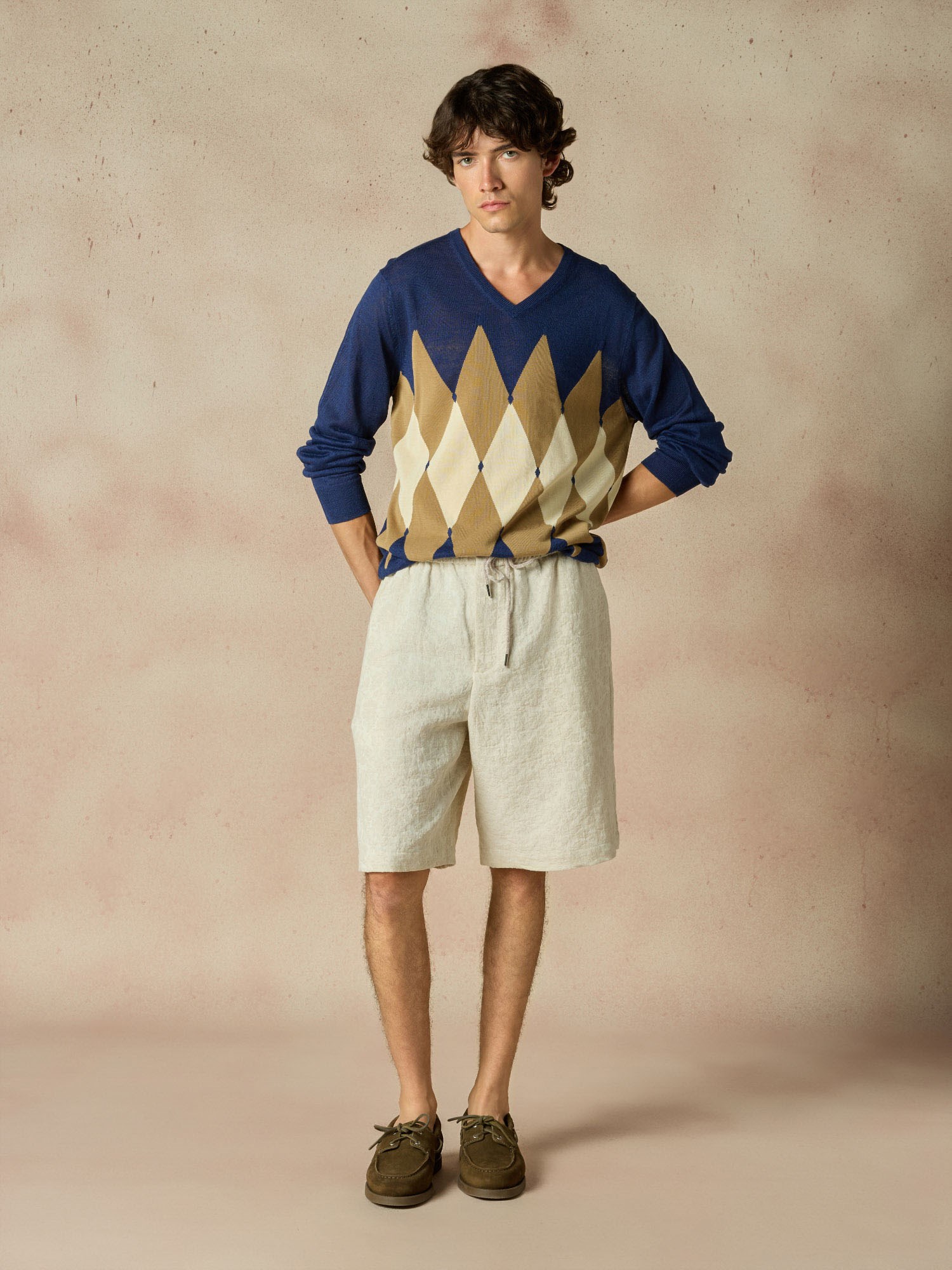 Ballantyne DIAMOND V-NECK IN LINEN COTTON BLEND - COD. B2P001 14L20 93541