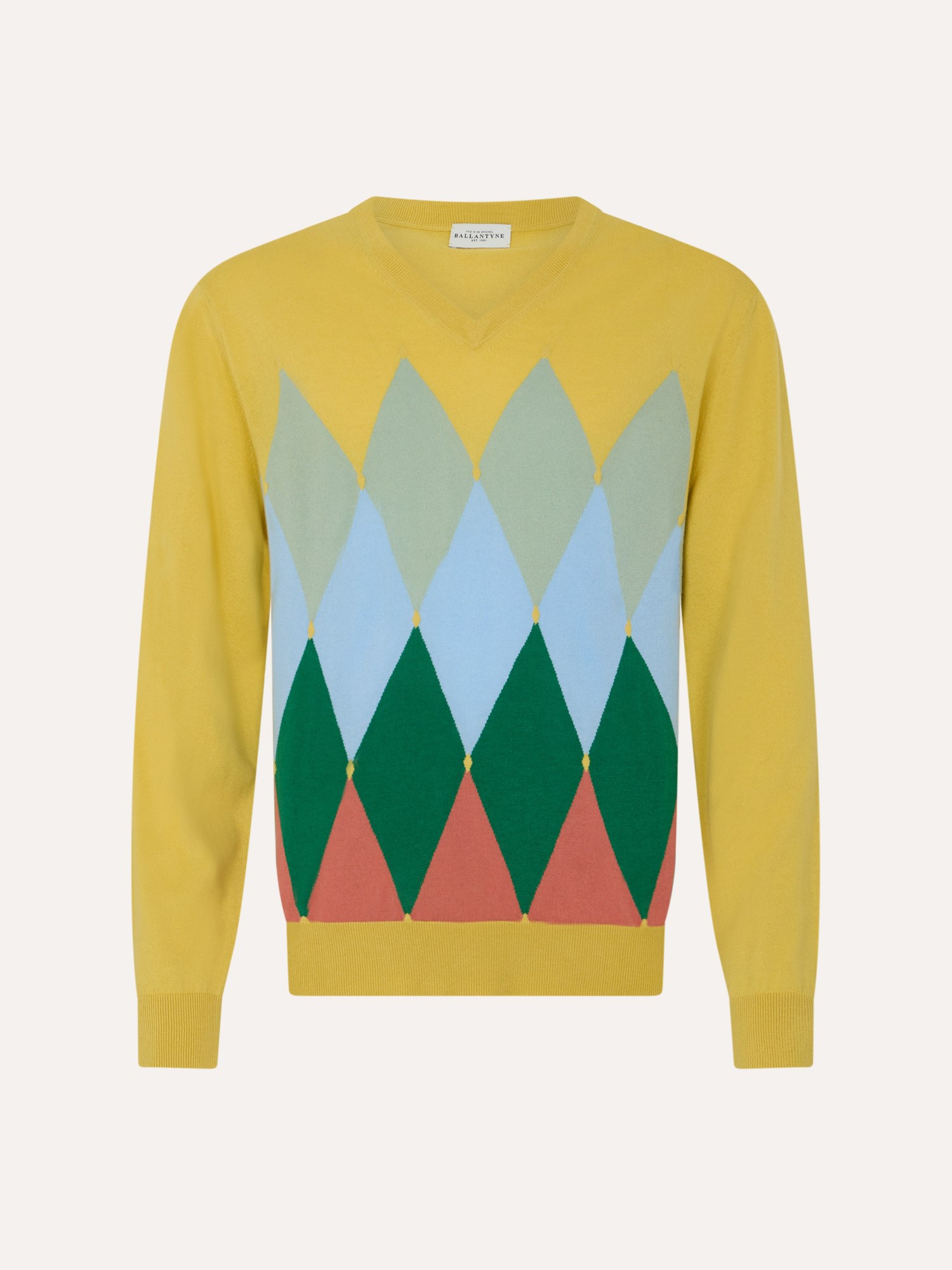Ballantyne KLASSISCHER V-AUSSCHNITT-PULLOVER MIT RAUTENMUSTER AUS BAUMWOLL-CASCHMERE-MIX - COD. B2P001 14CA8 90500
