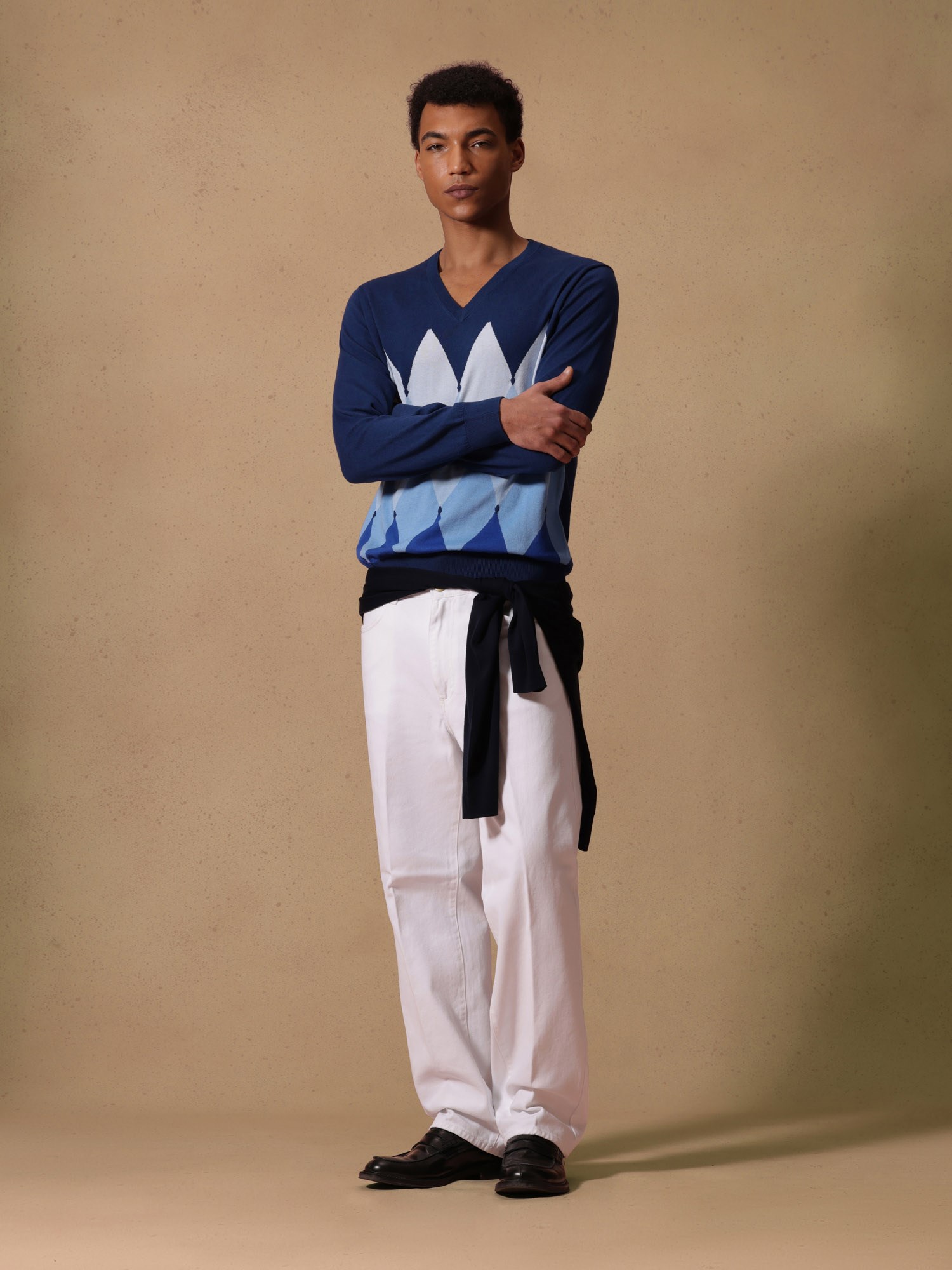 Ballantyne CLASSIC DIAMOND V NECK IN COTTON & CASHMERE - COD. B2P001 14CA8 93536